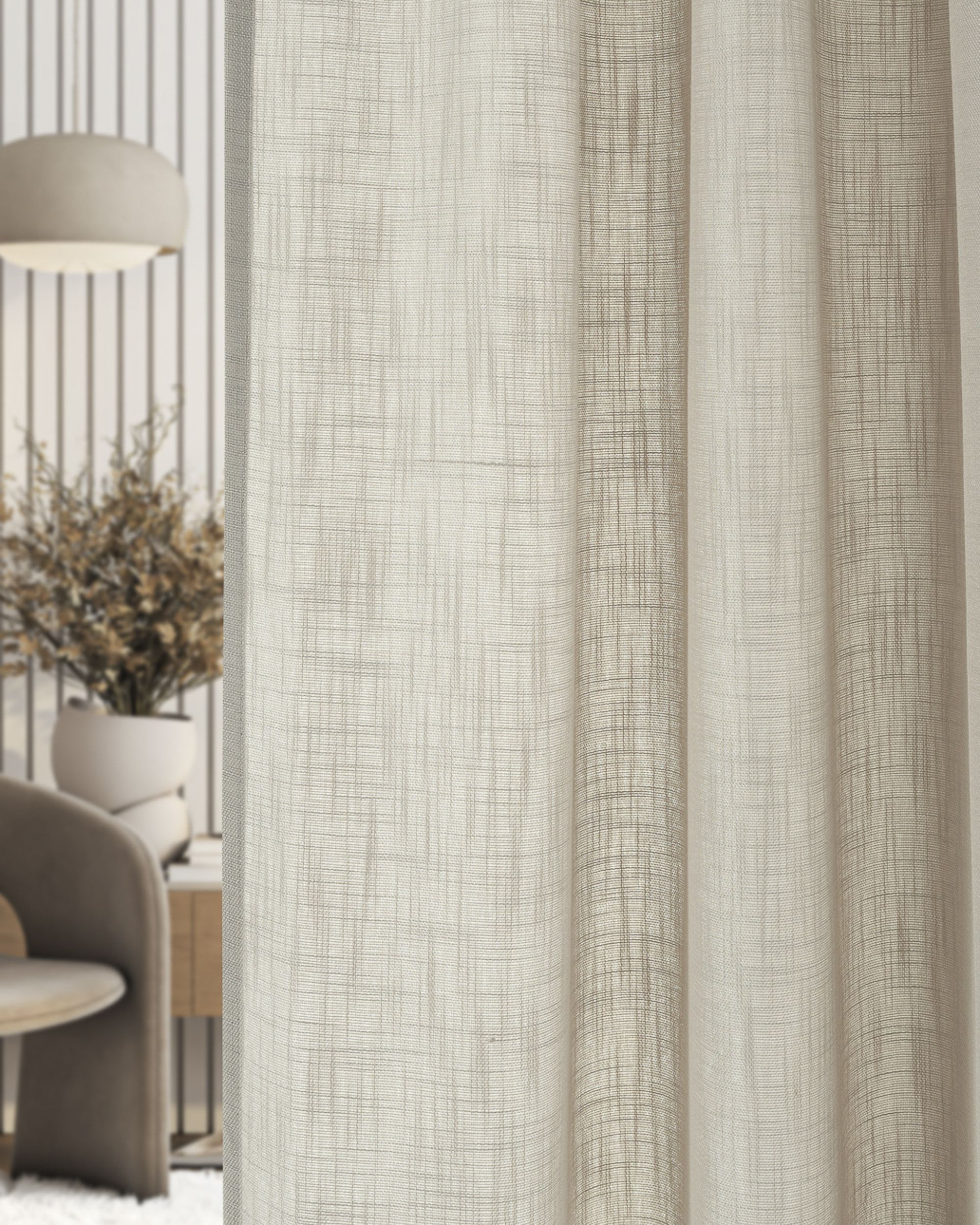 Fertigvorhang mit Falten-/Schlaufenband strukturiert beige 140 x 280 cm 1 Stck.