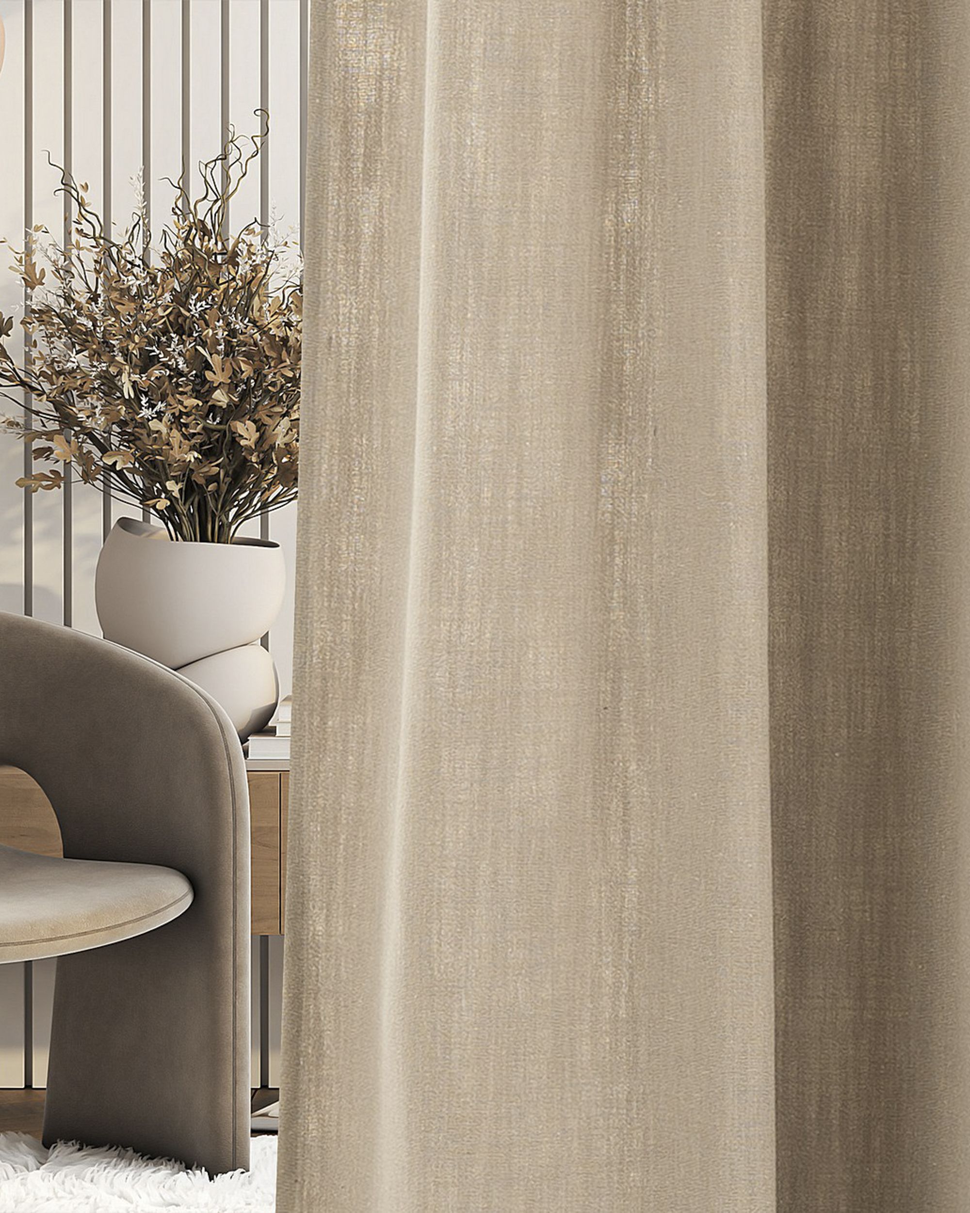Fertigvorhang mit Falten-/Schlaufenband 140x280cm beige