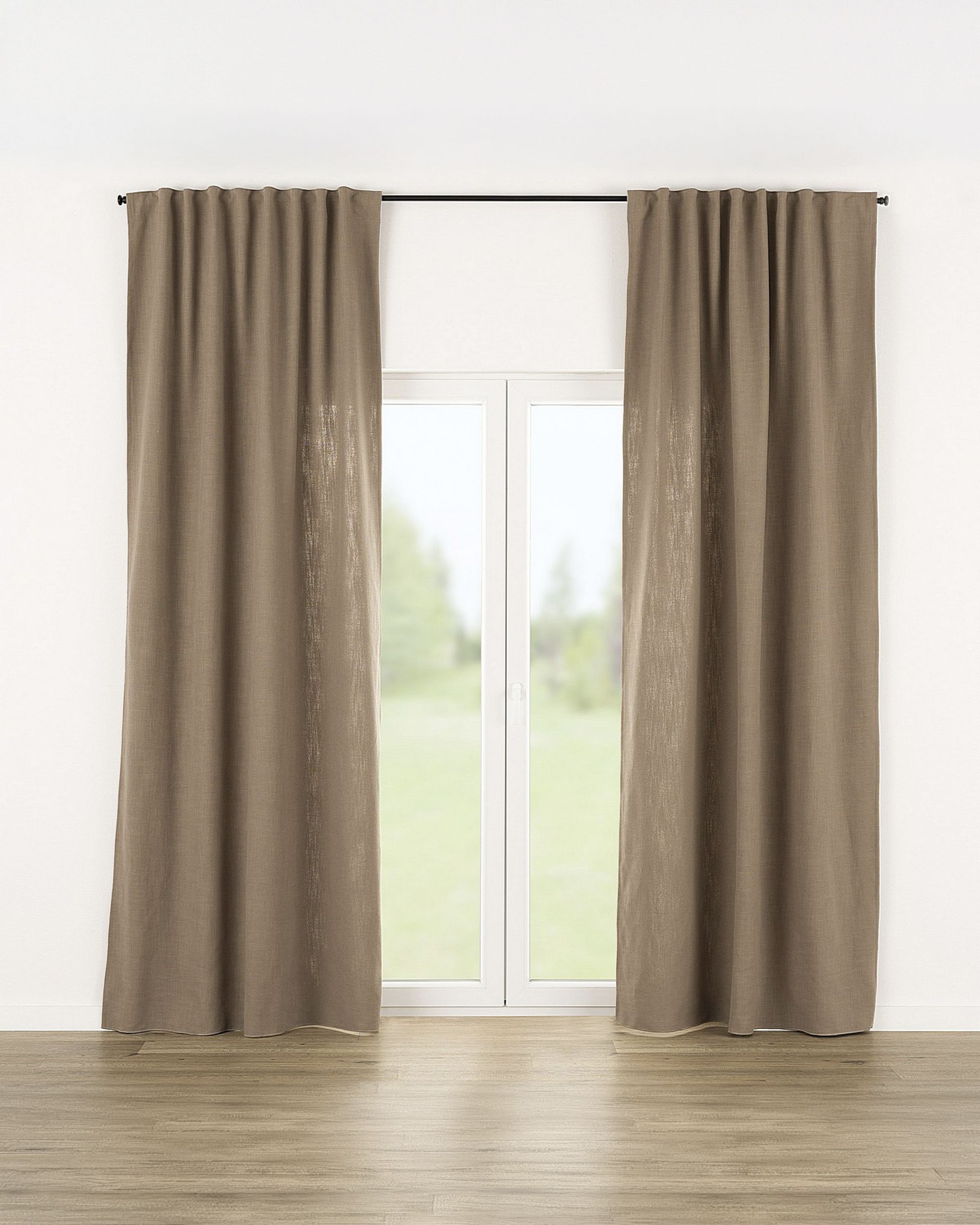 Fertigvorhang mit Falten-/Schlaufenband 140x280cm light brown (hover)