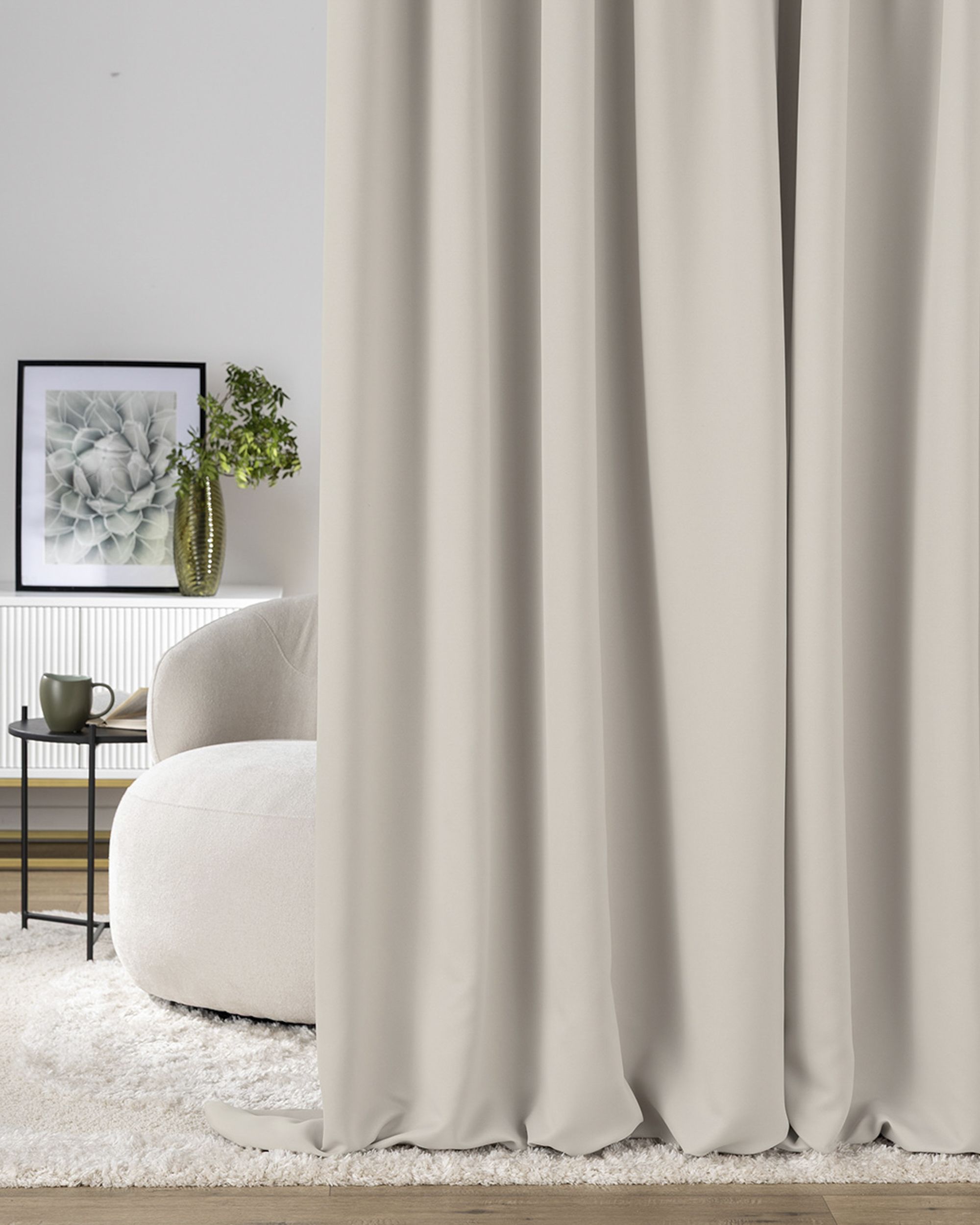 Verdunkelungvorhang mit Falten-/Schlaufenband 140x280cm beige