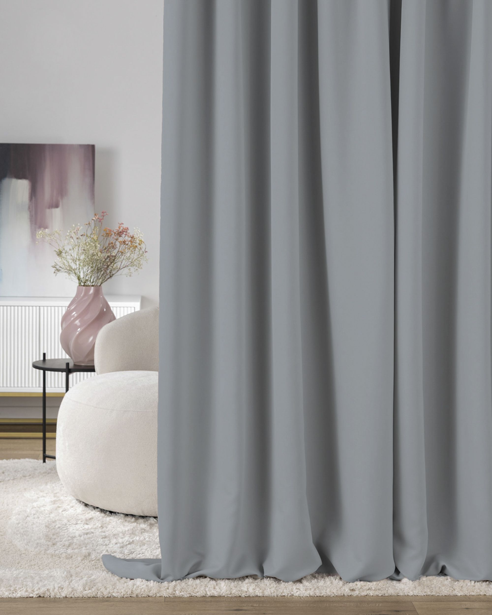 Verdunkelungsvorhang mit Falten-/ Schlaufenband 140 x 280 cm taubengrau