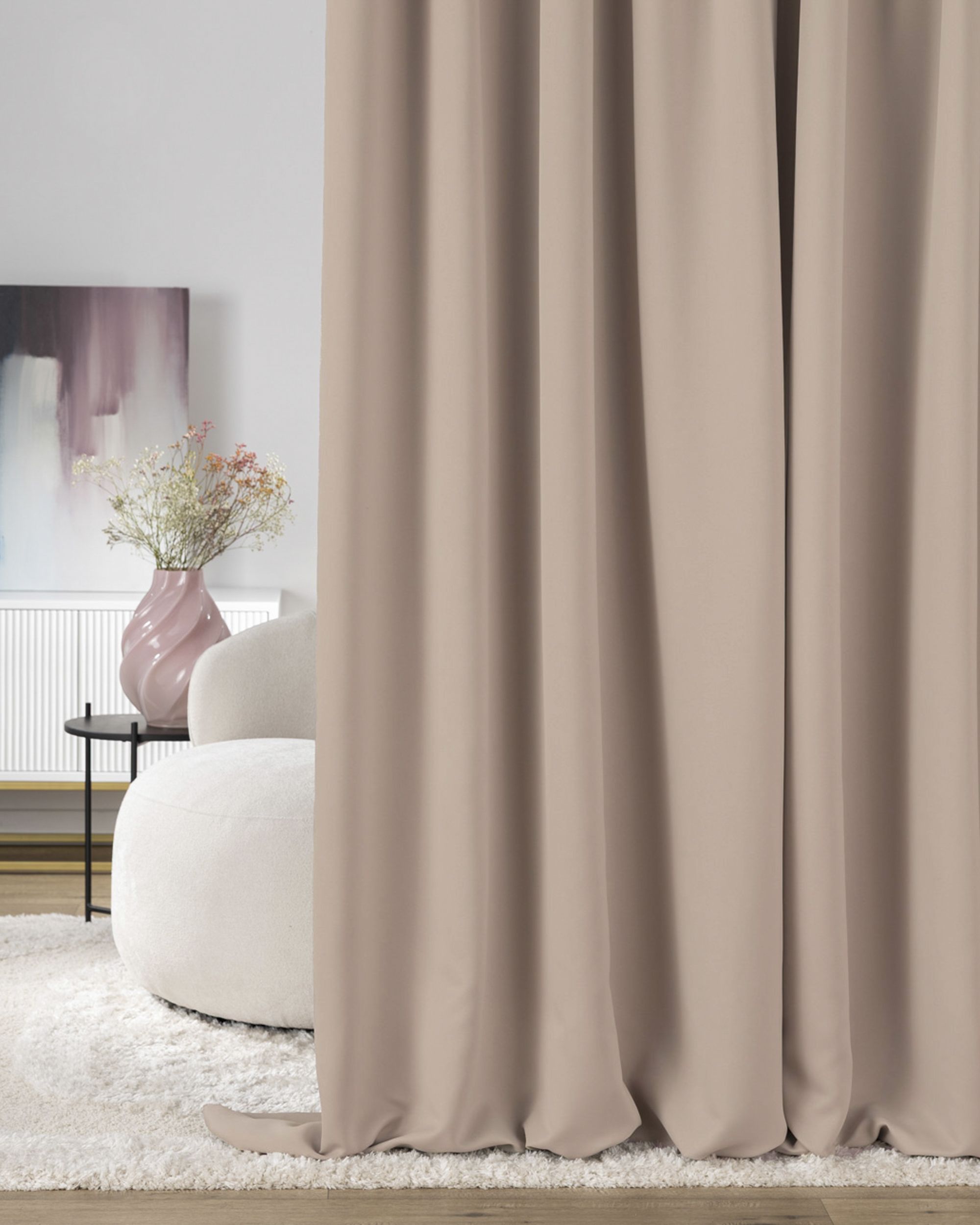 Verdunkelungsvorhang mit Falten-/Schlaufenband 140 x 280 cm rosa-beige