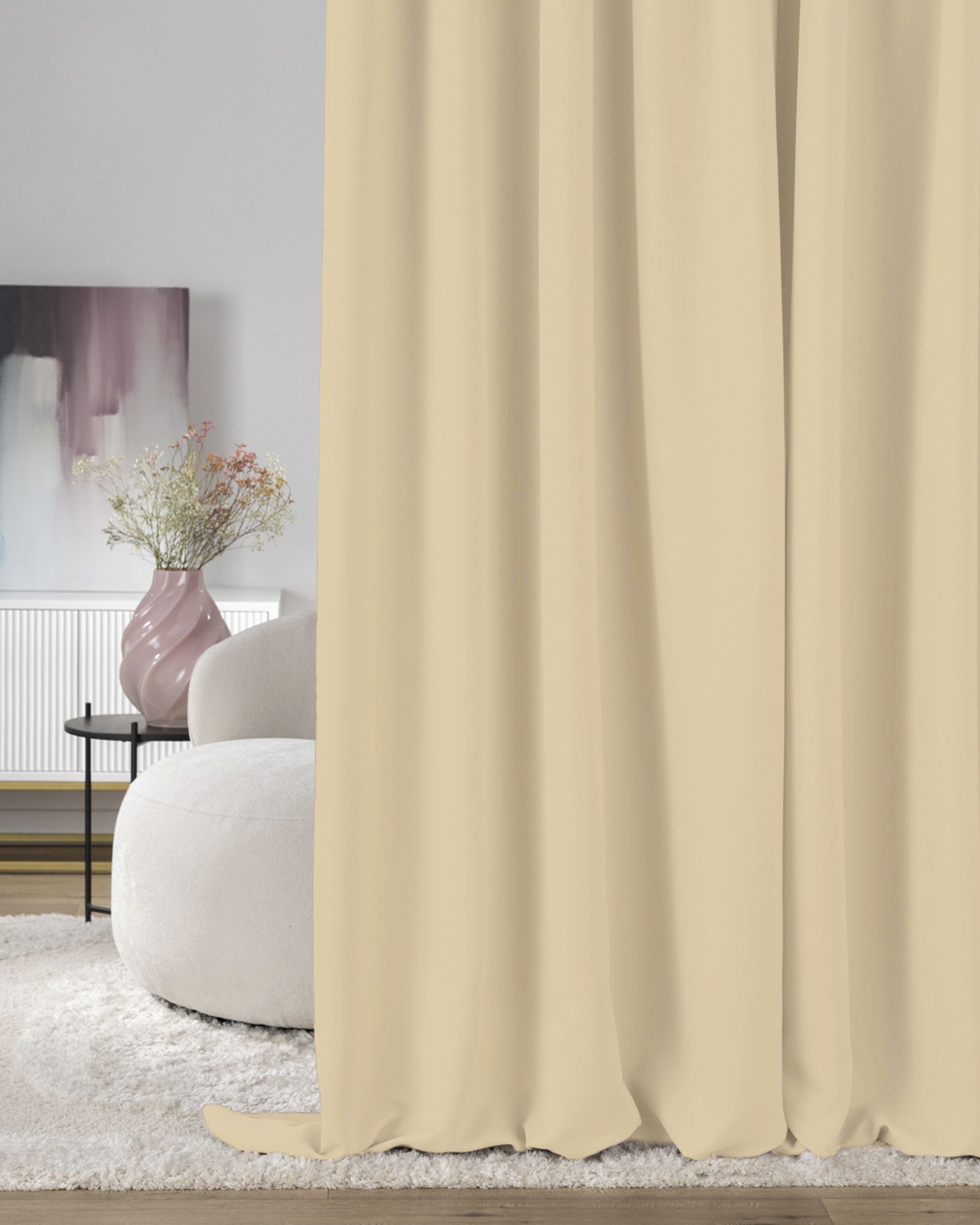 Verdunkelungsvorhang mit Falten-/Schlaufenband 140 x 280cm hellbeige