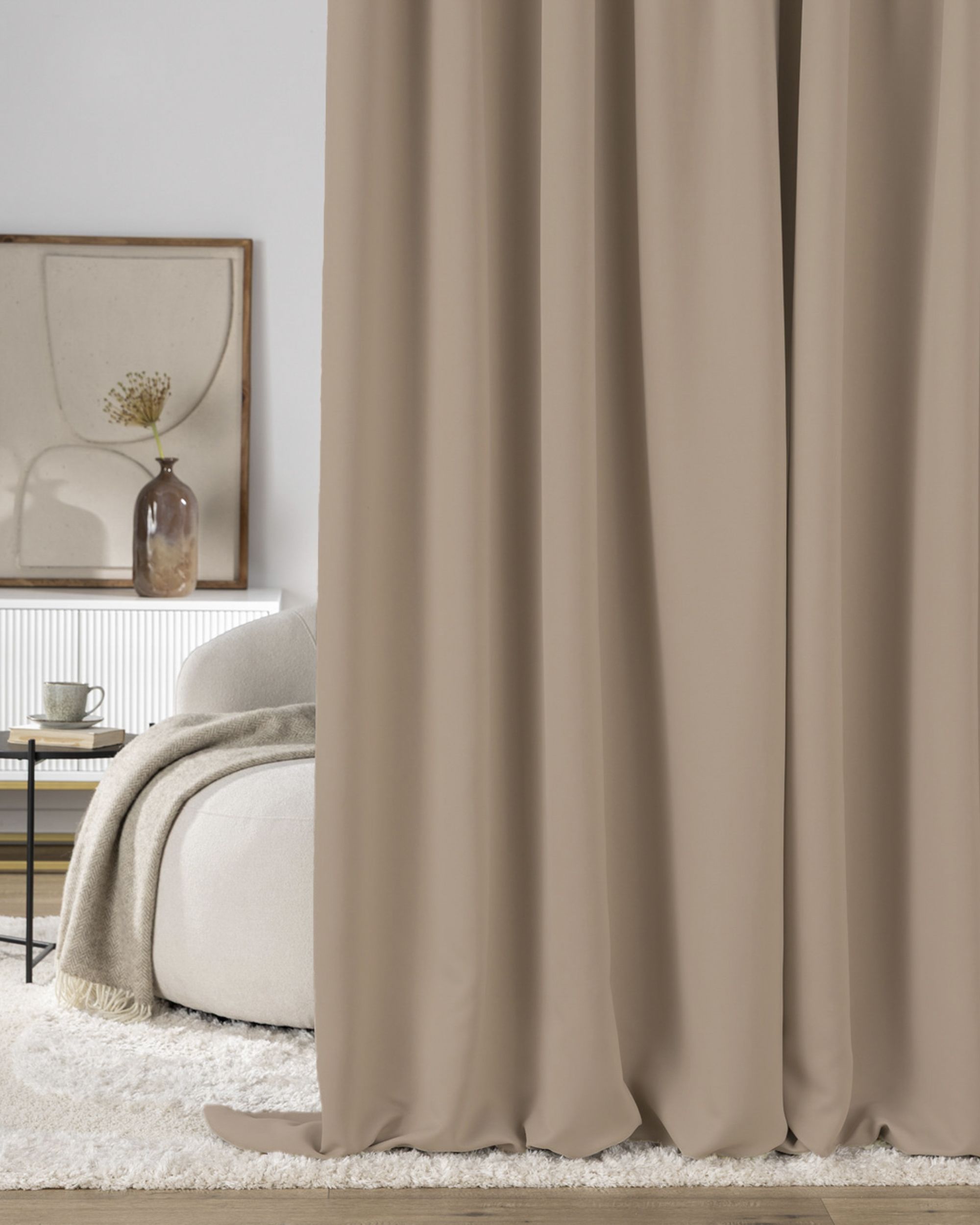 Verdunkelungsvorhang mit Falten-/Schlaufenband 140 x 280cm dunkelbeige
