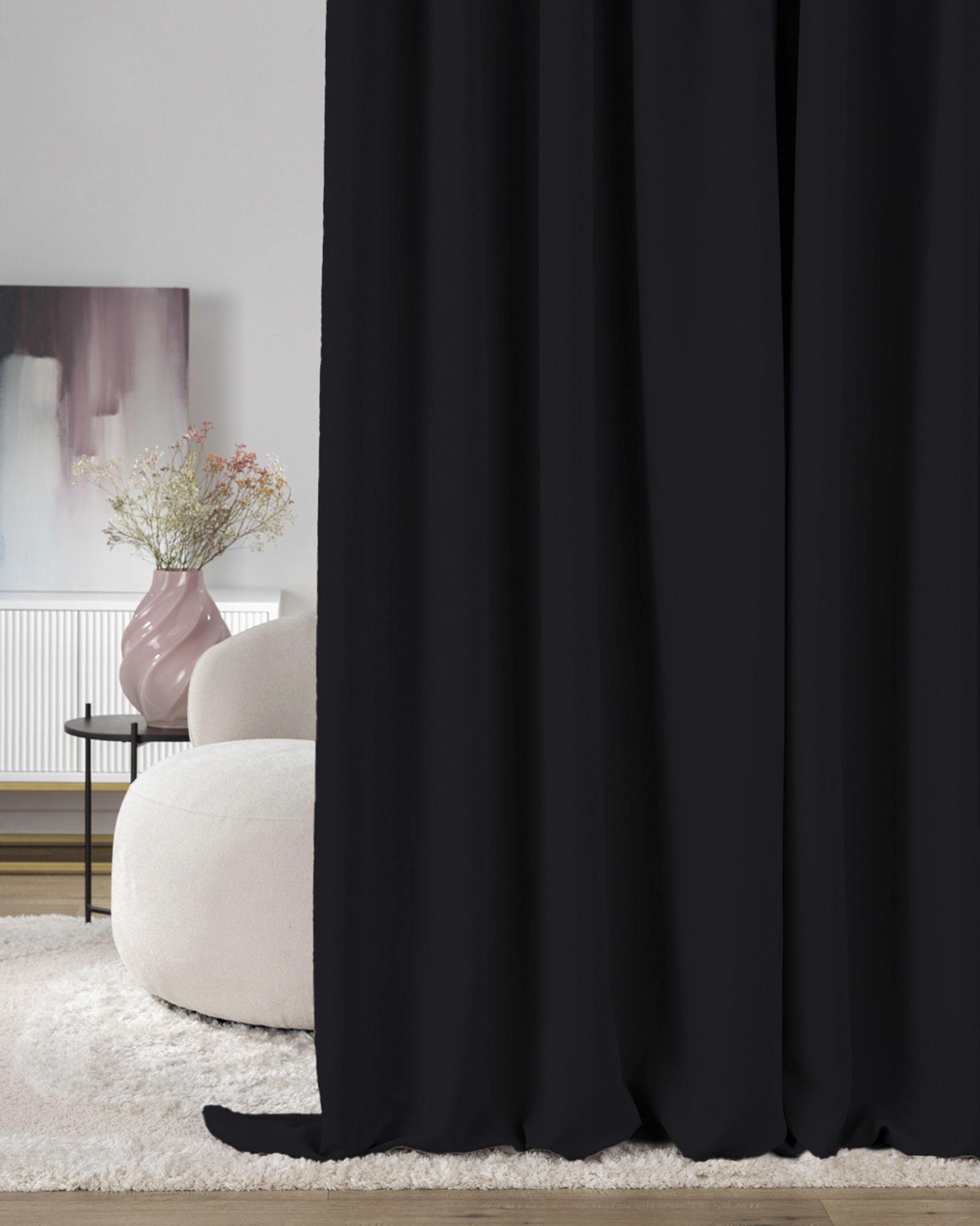 Verdunkelungsvorhang mit Falten-/Schlaufenband 140 x 280cm schwarz