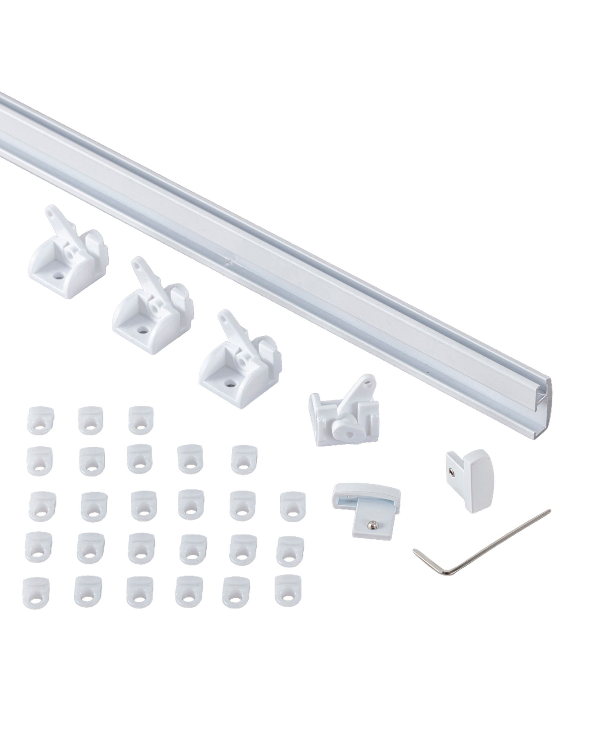 Aluminium-Gardinenschiene Premium einläufig 210 cm weiß im Set (hover)