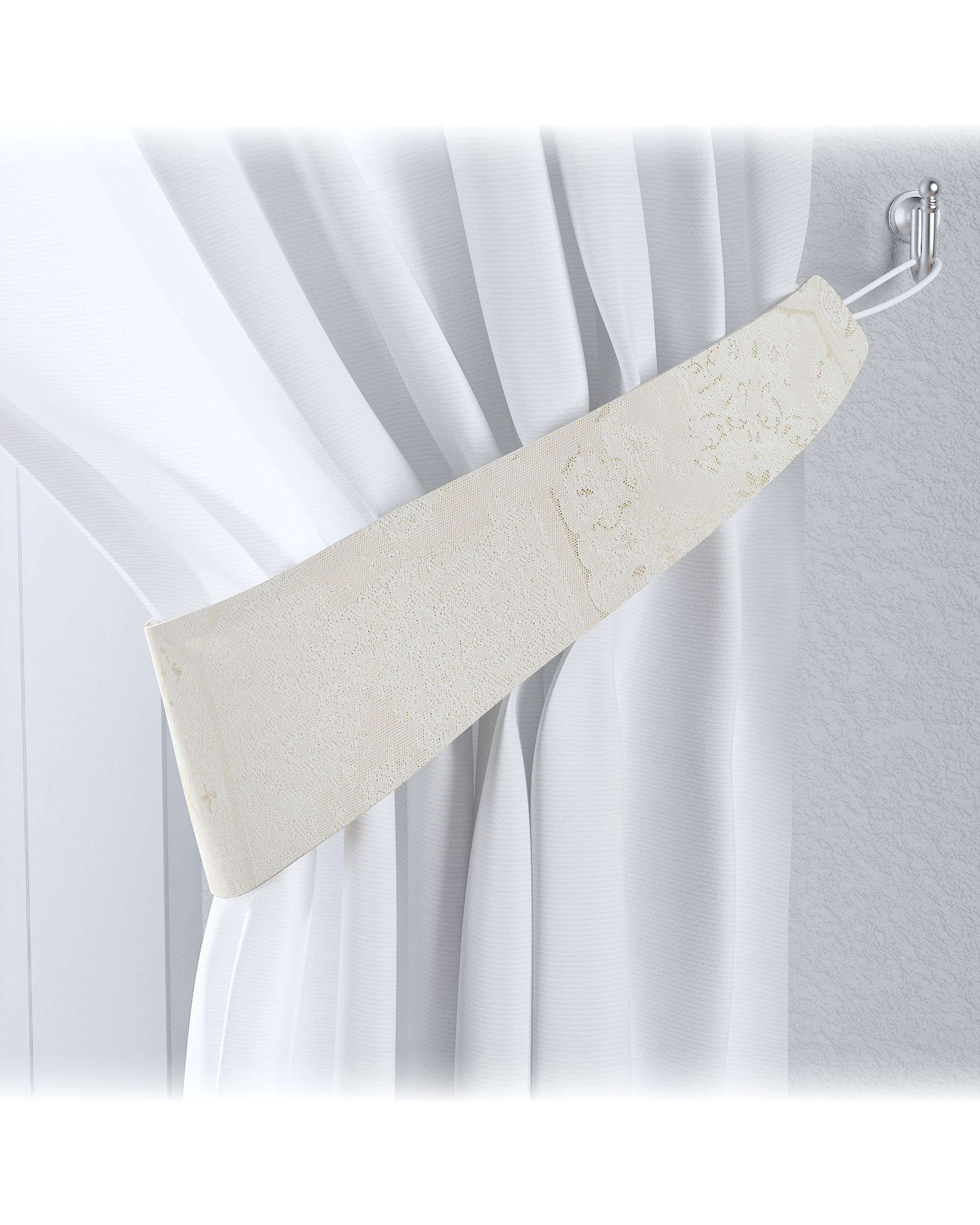 Raffhalter Victoria Farbe creme Stoff glänzend, strukturiert, gemustert