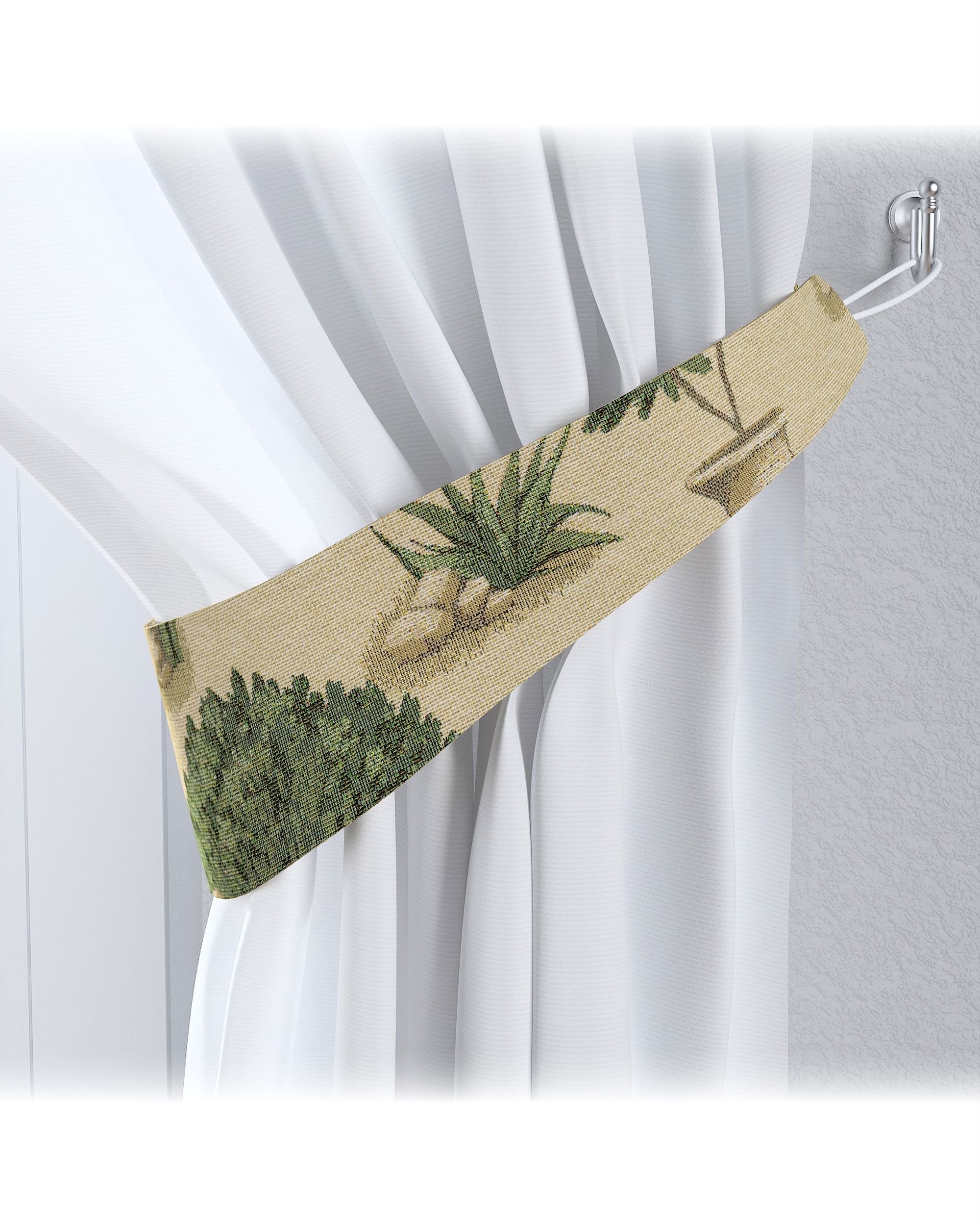 Raffhalter Victoria Farbe beige Stoff strukturiert, gemustert