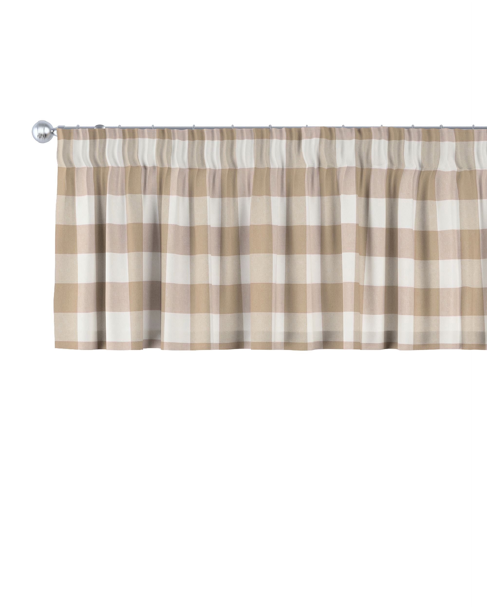 Kurzgardine mit Kräuselband Farbe beige Stoff gemustert