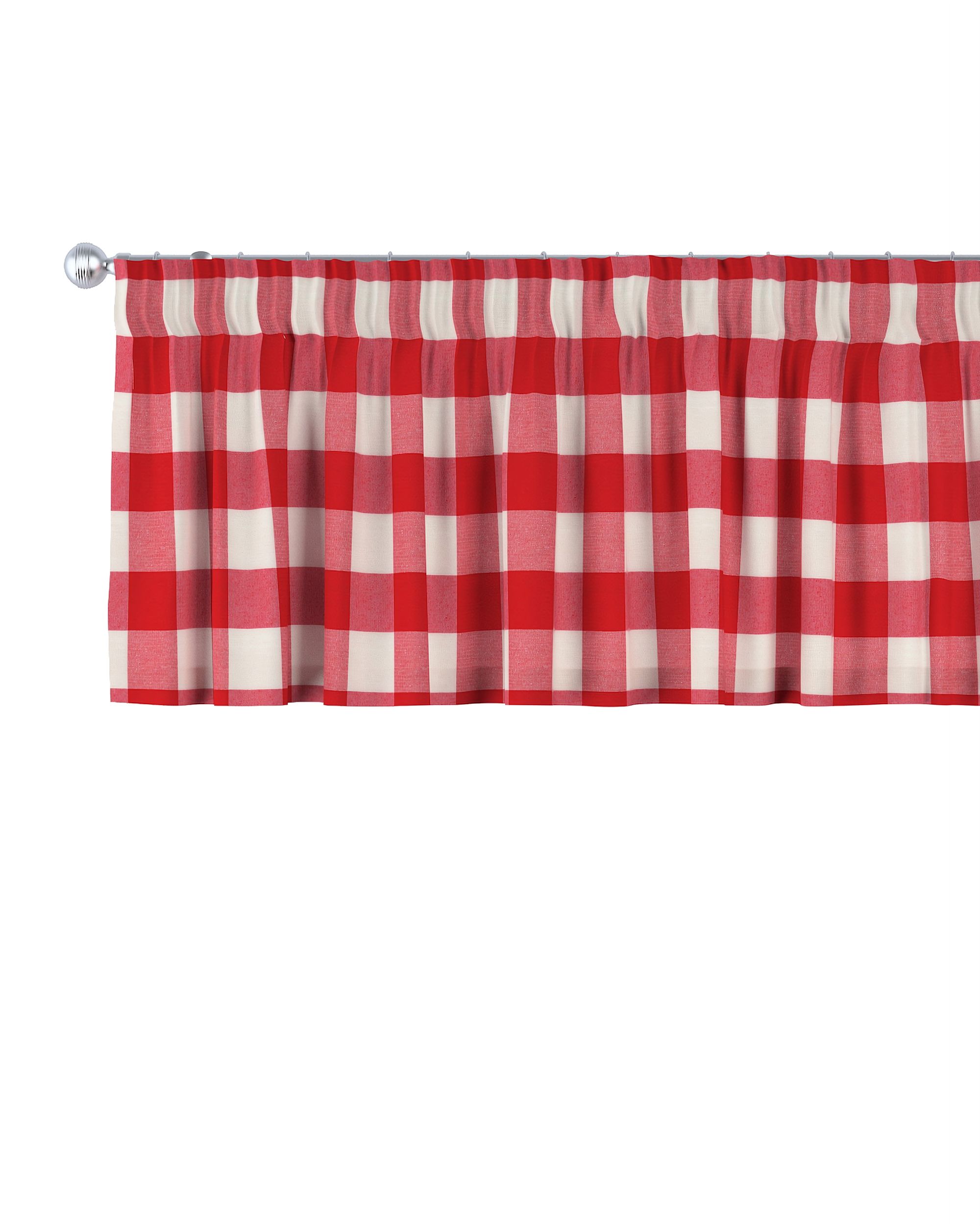 Kurzgardine mit Kräuselband Farbe rot Stoff gemustert
