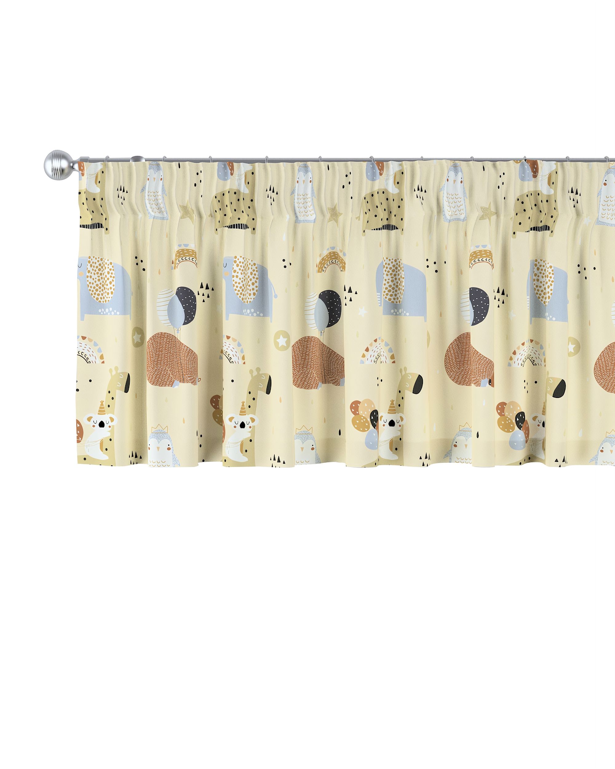 Kurzgardine mit Kräuselband Farbe beige Stoff gemustert