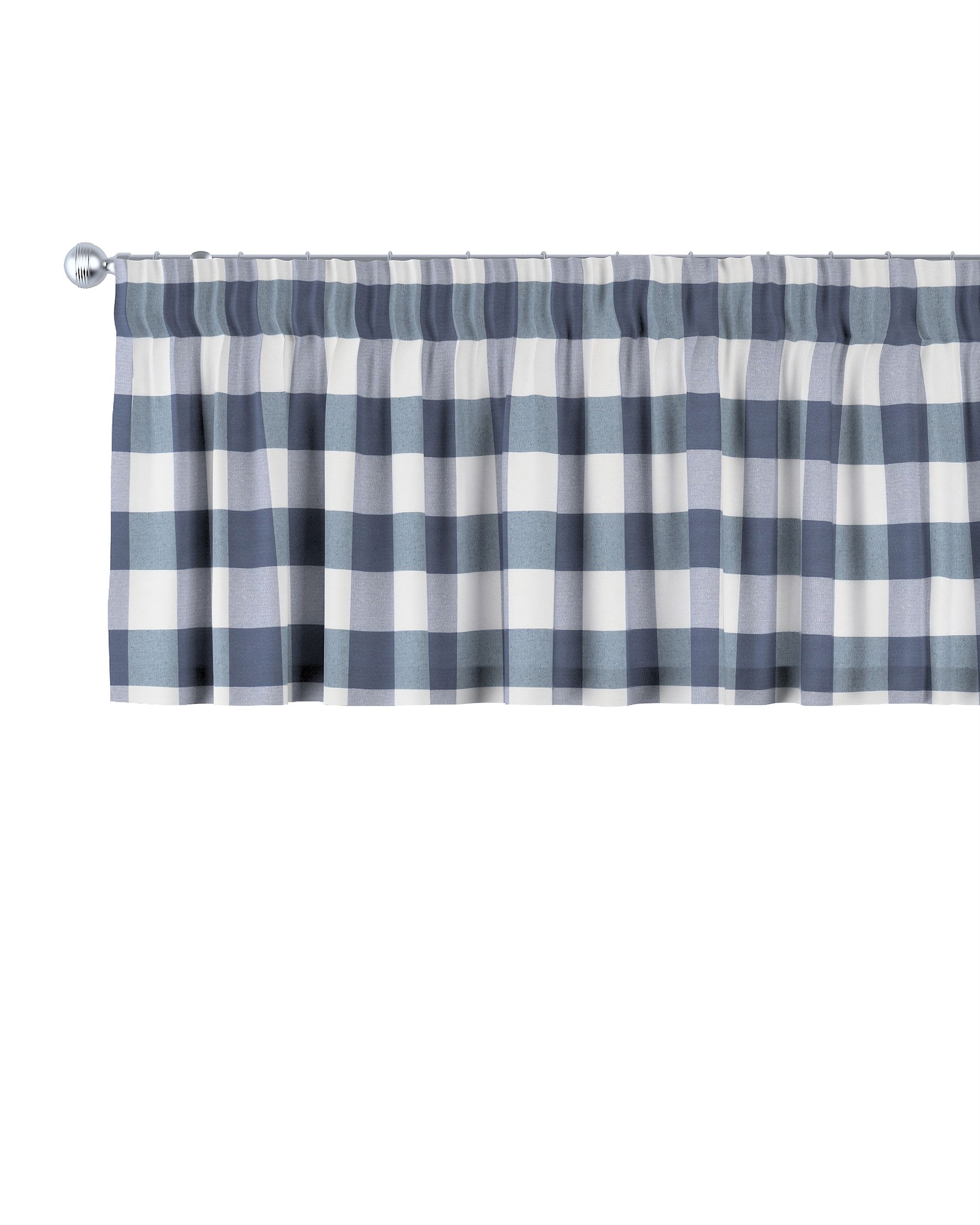 Kurzgardine mit Kräuselband Farbe dunkelblau Stoff gemustert