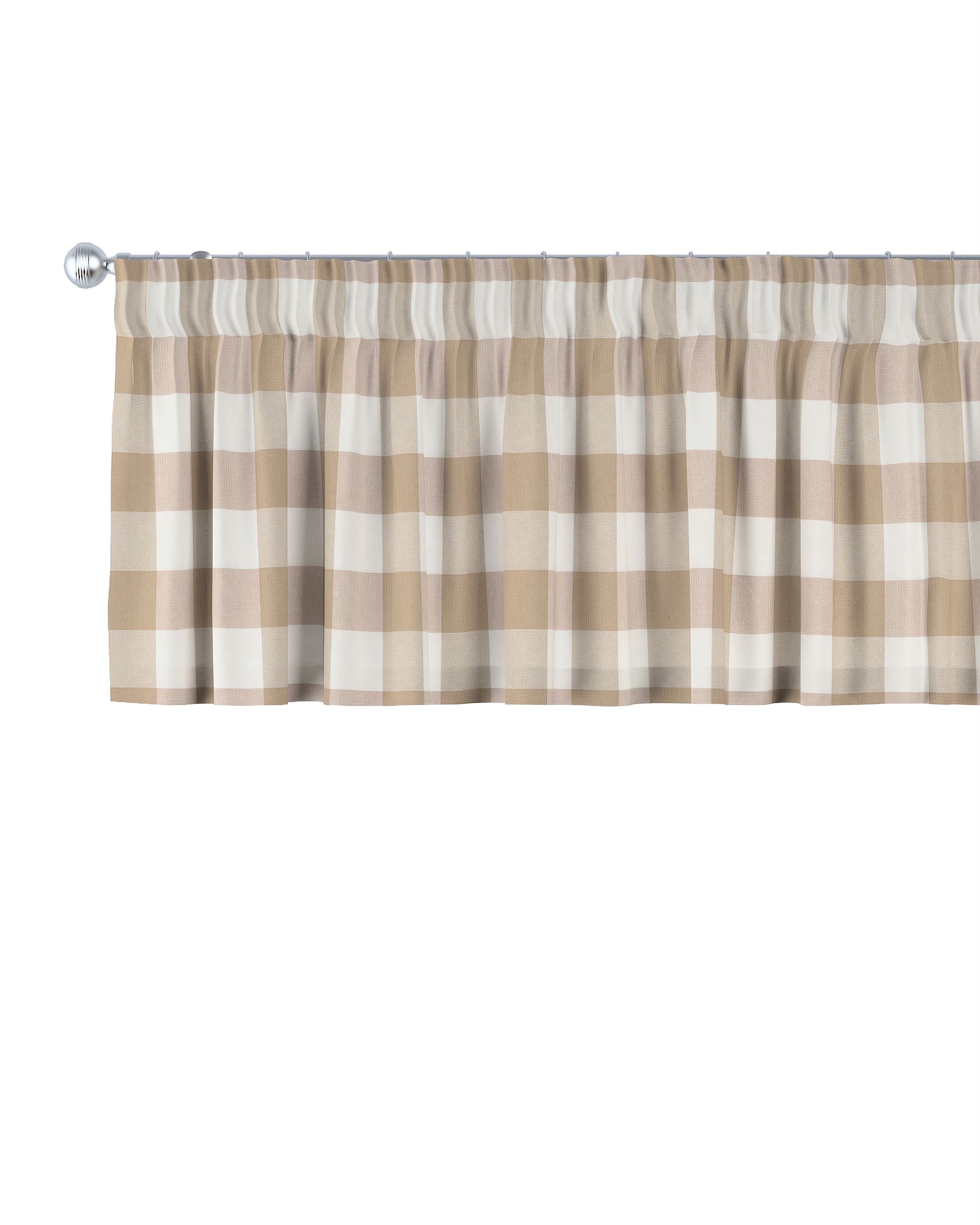 Kurzgardine mit Kräuselband Farbe beige Stoff gemustert