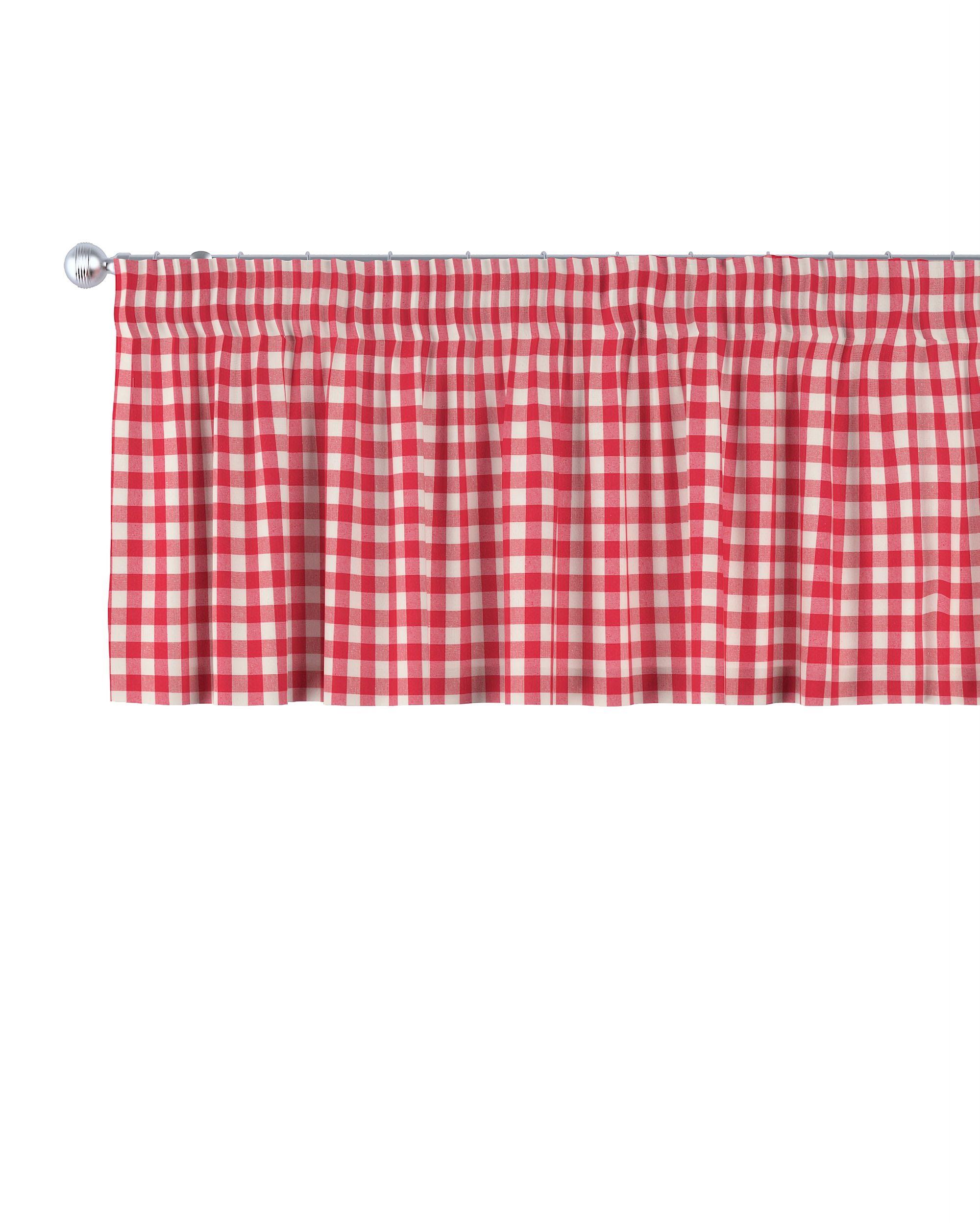 Kurzgardine mit Kräuselband Farbe rot Stoff gemustert