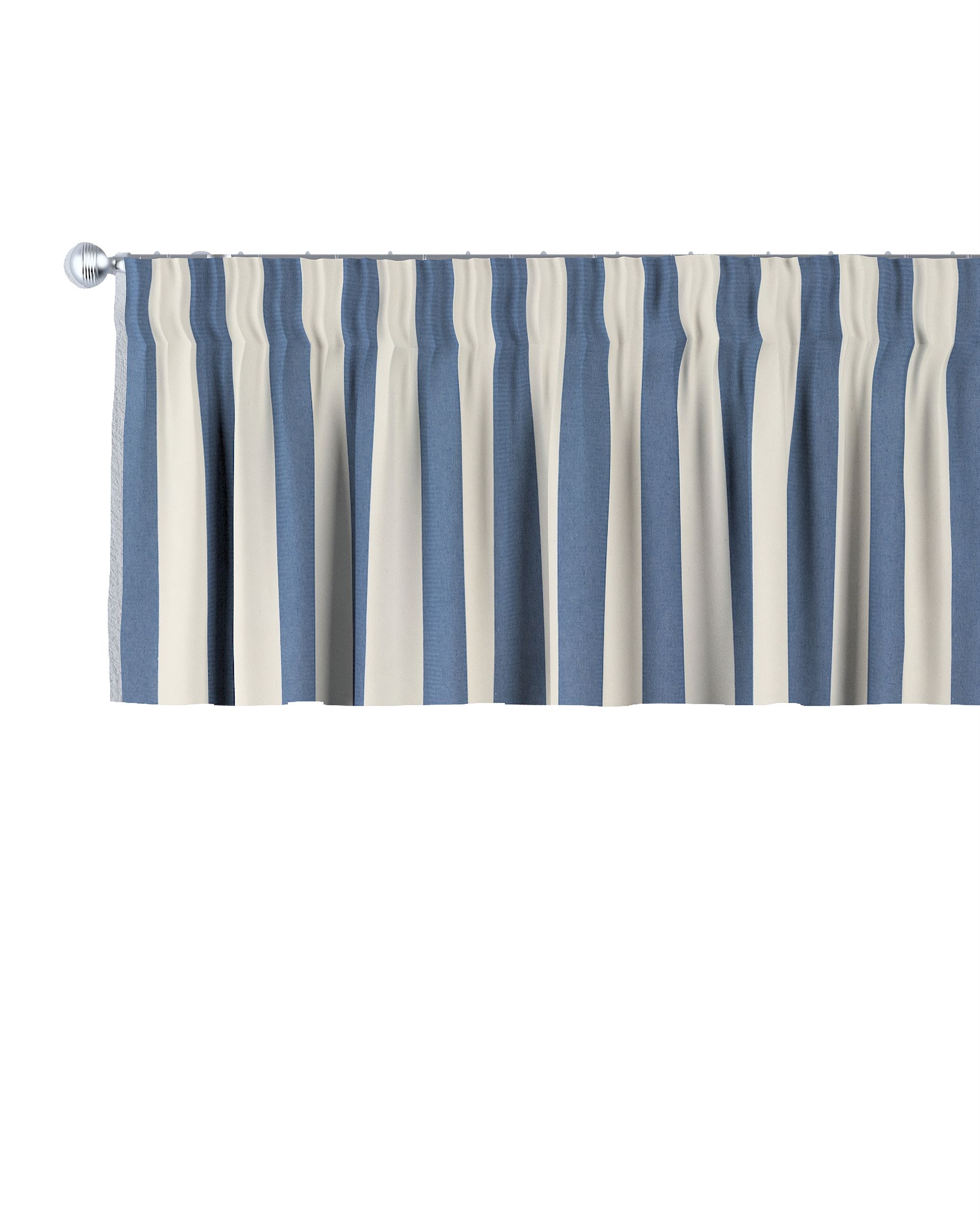 Kurzgardine mit Kräuselband Farbe blau Stoff gemustert