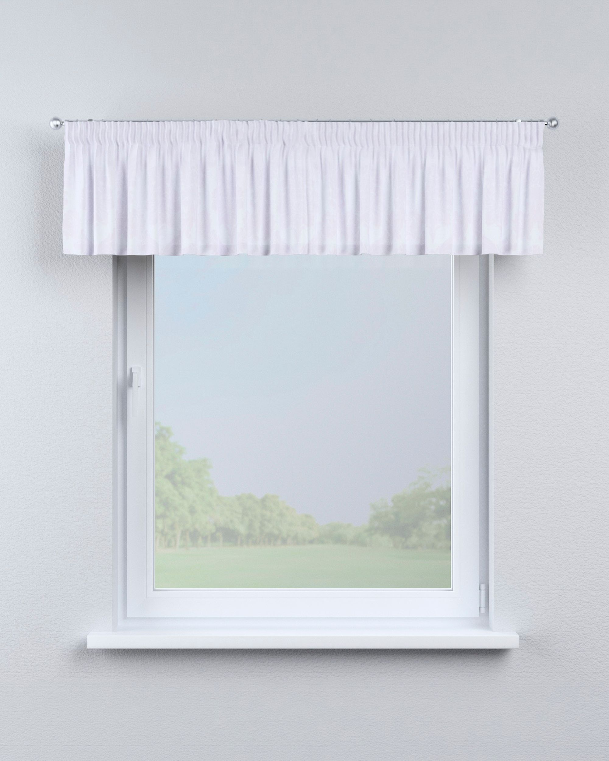 Kurzgardine mit Kräuselband Farbe weiß Stoff glänzend, strukturiert, gemustert (hover)