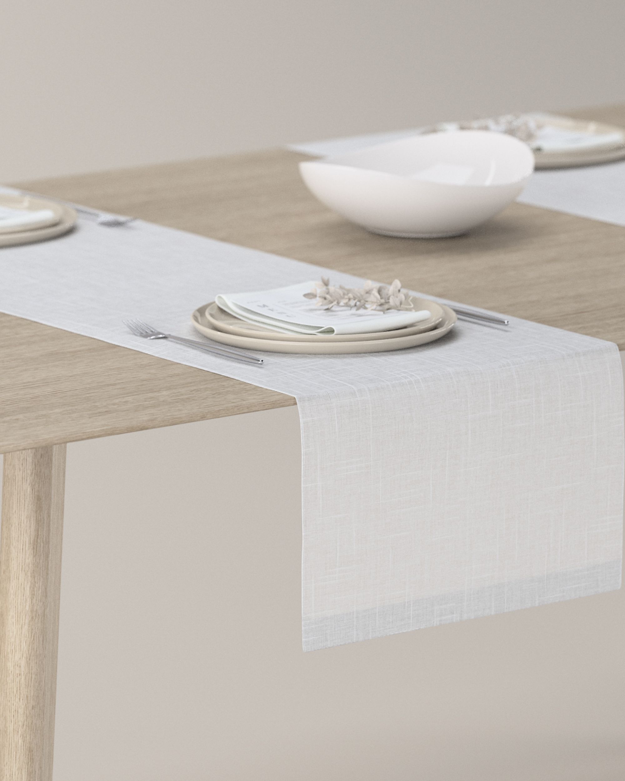 Tischläufer Farbe weiß Stoff halbtransparent, strukturiert