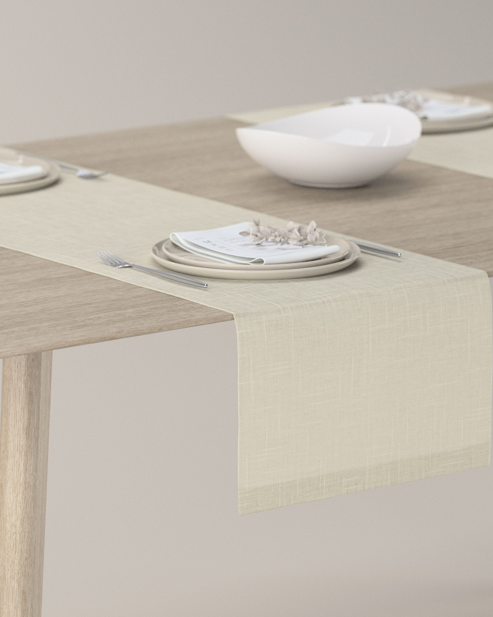 Tischläufer Farbe creme Stoff halbtransparent, strukturiert