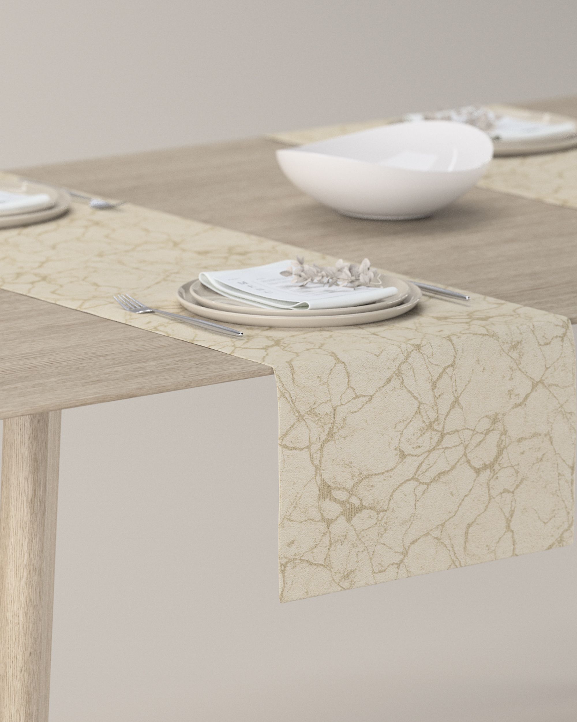 Tischläufer Farbe beige Stoff glänzend, gemustert