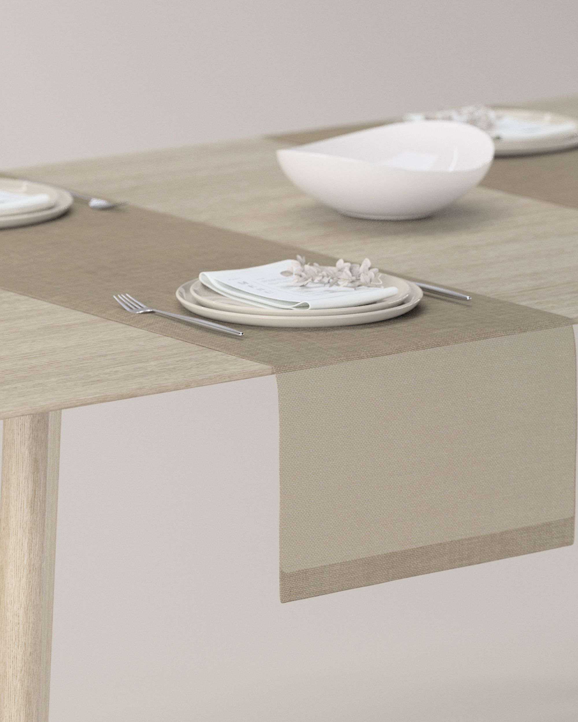 Tischläufer Farbe beige Stoff strukturiert