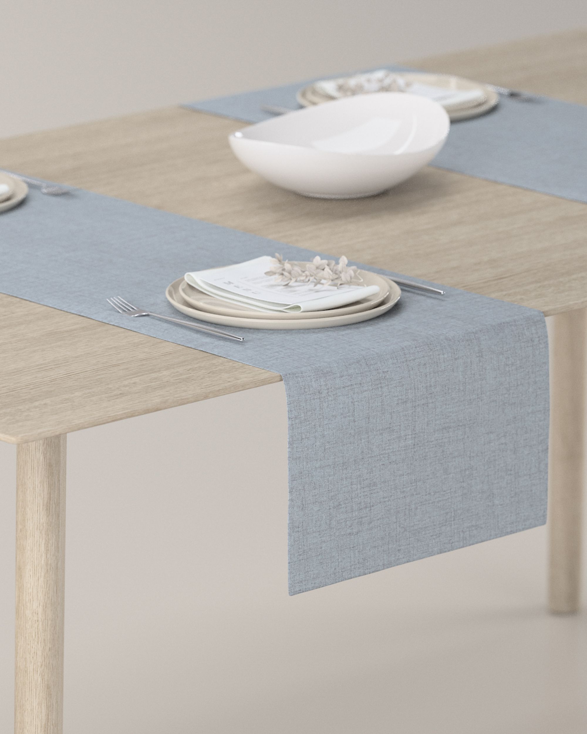 Tischläufer Farbe blau Stoff strukturiert, verdunkelnd