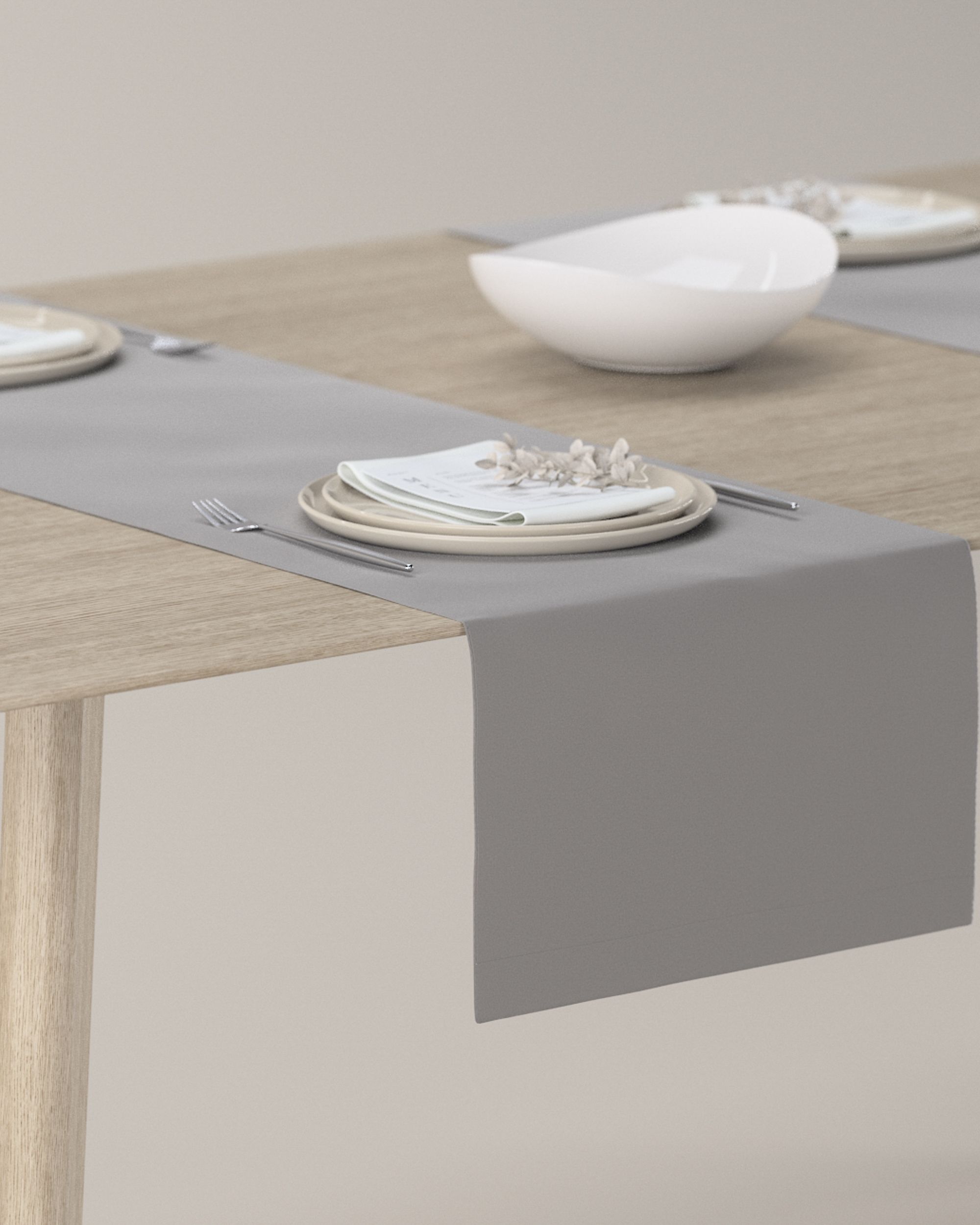 Tischläufer Farbe grau Stoff glänzend, samt