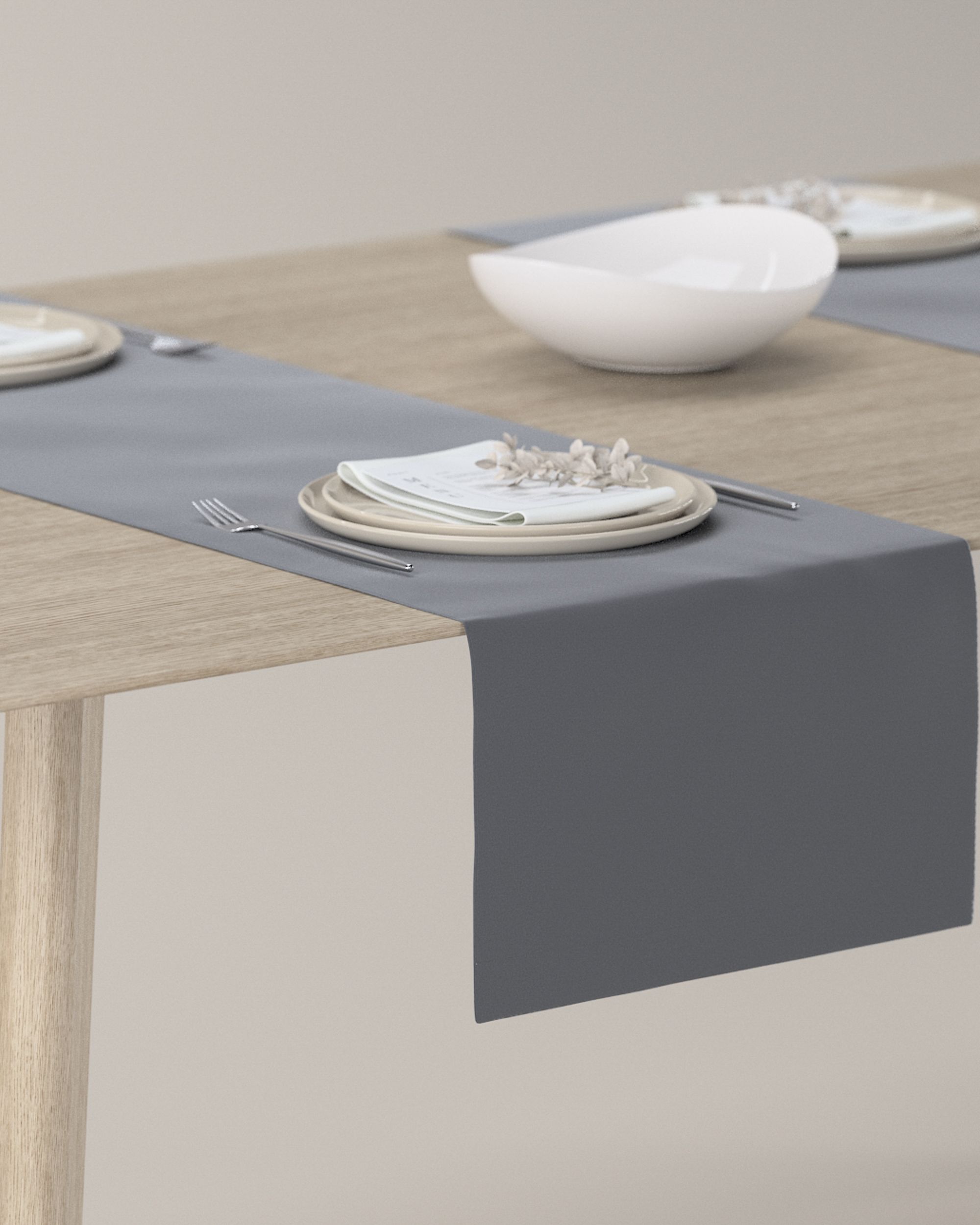 Tischläufer Farbe grau Stoff glänzend, samt