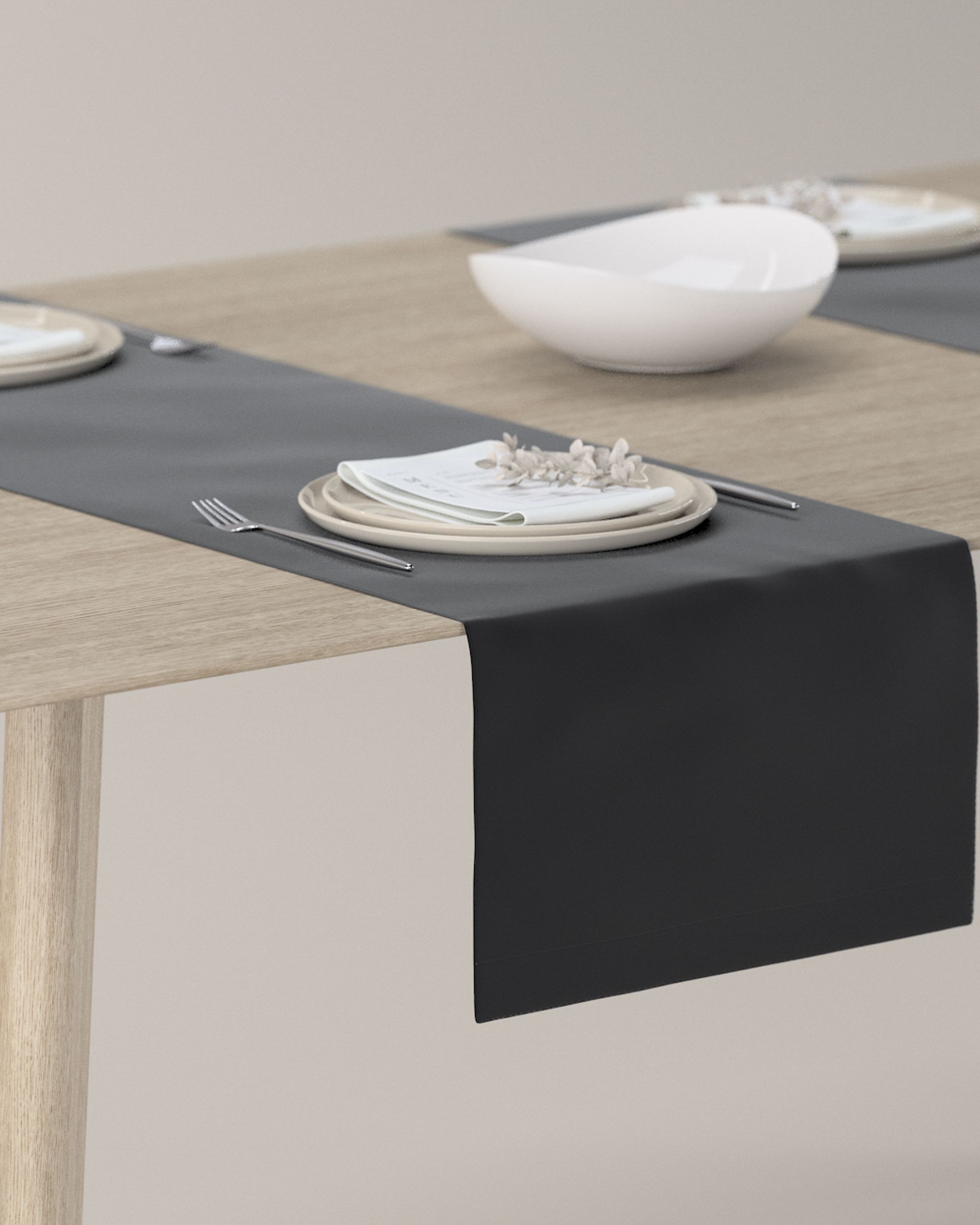 Tischläufer Farbe schwarz Stoff glänzend, samt