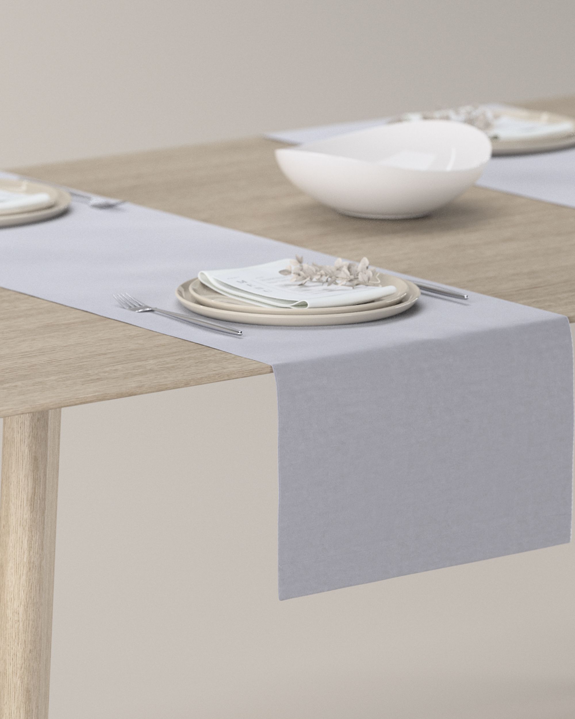 Tischläufer Farbe grau Stoff glänzend, samt