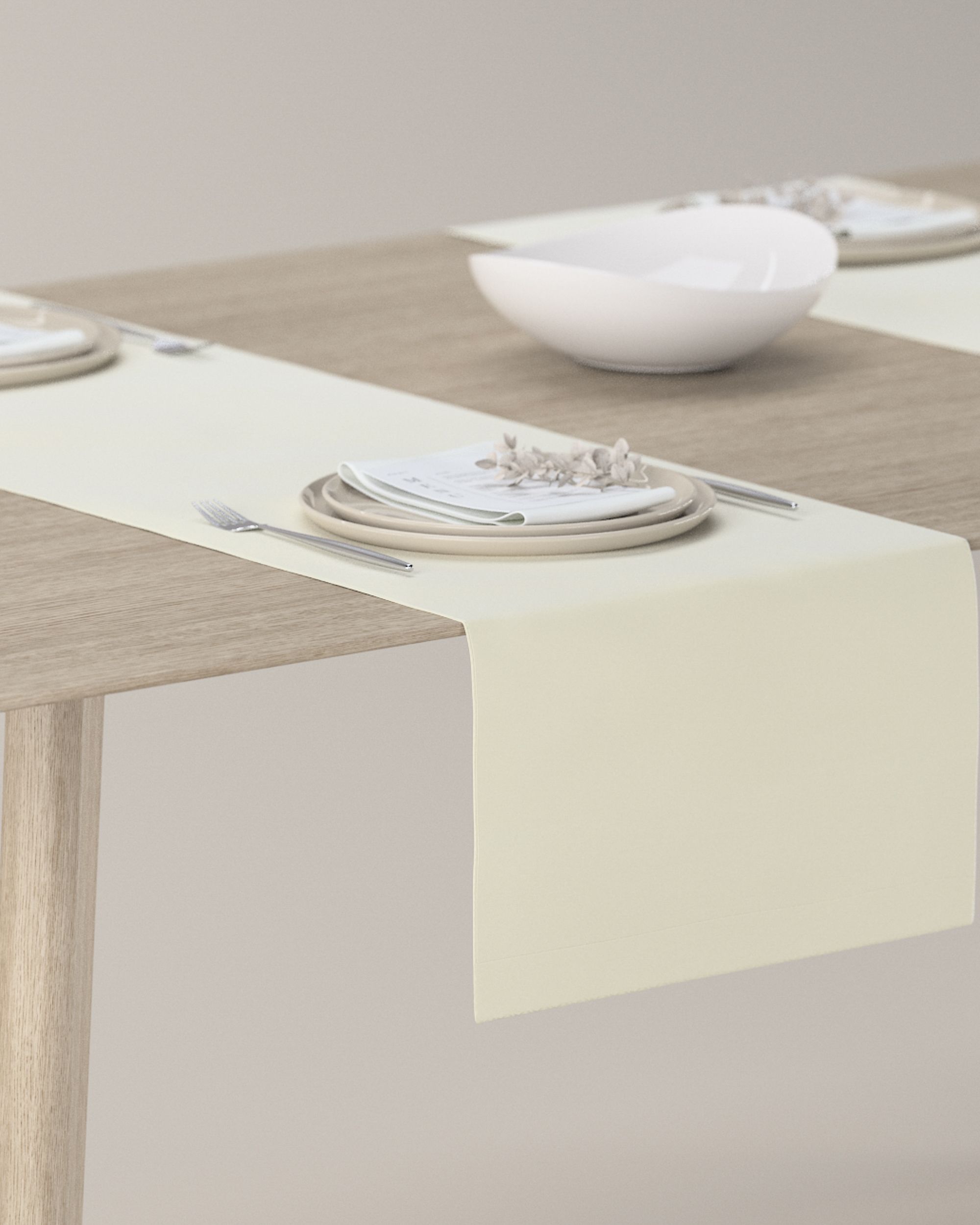 Tischläufer Farbe creme Stoff glänzend, samt