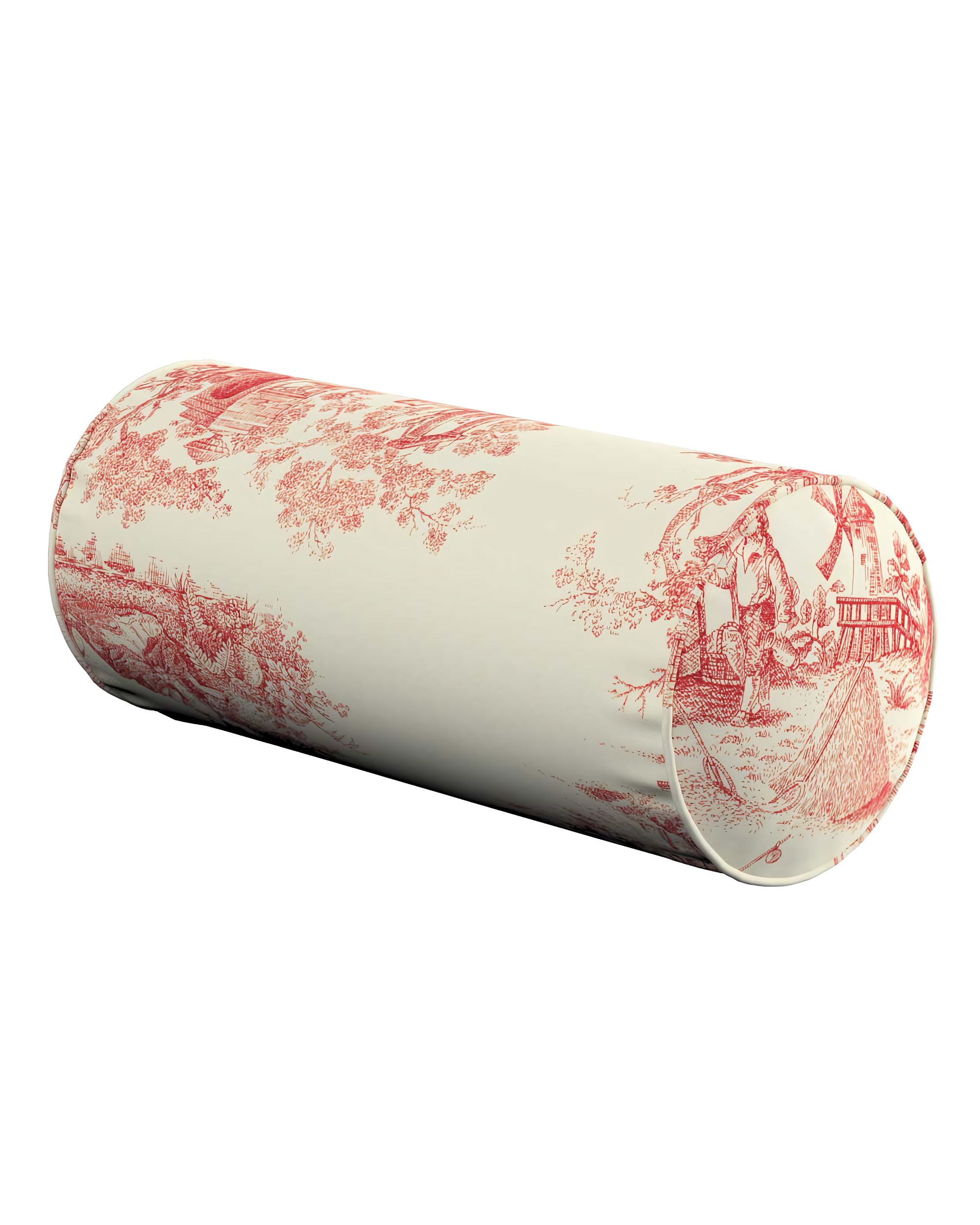 Einfache Nackenrolle Farbe rot Stoff gemustert