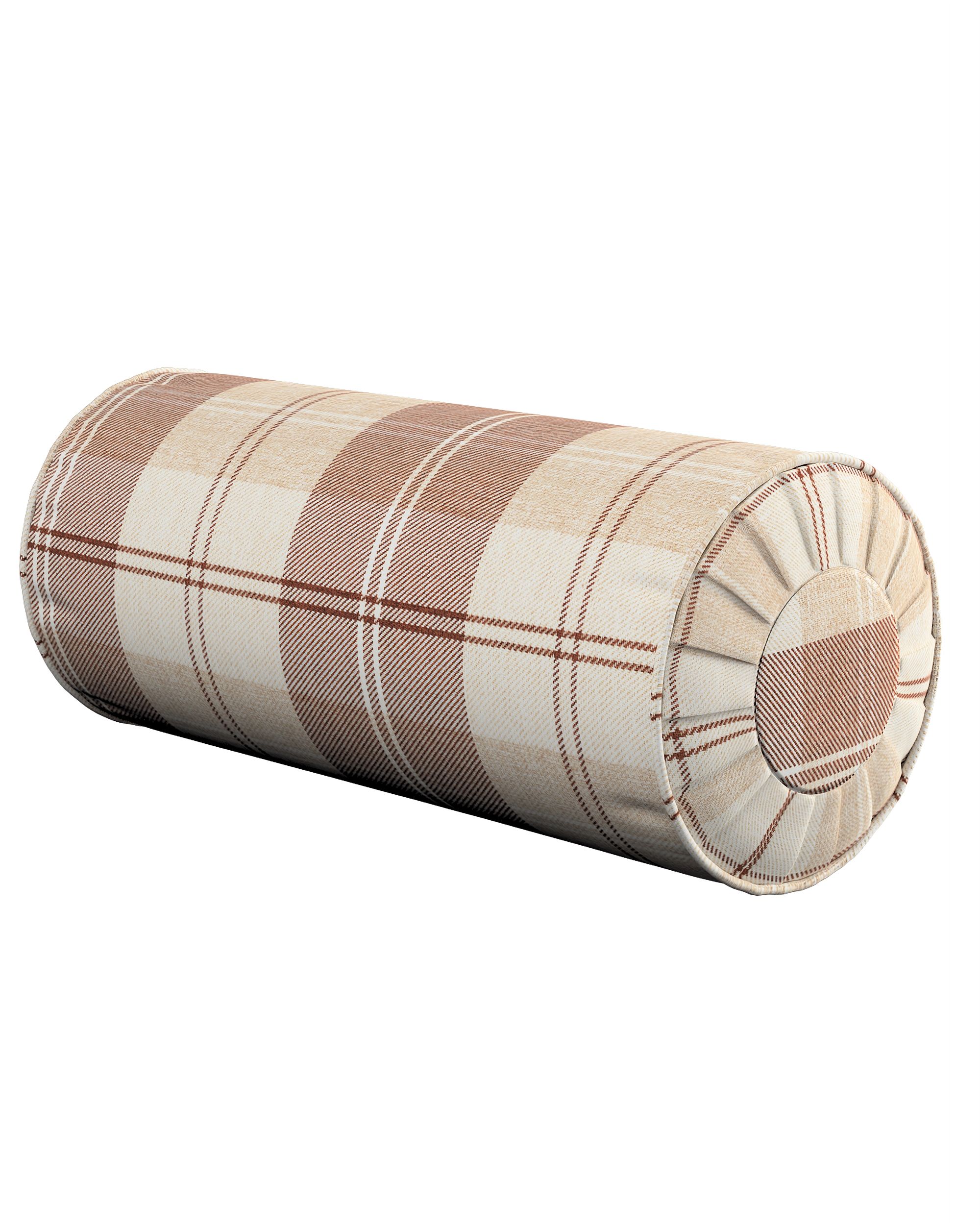 Nackenrolle mit Falten Farbe beige Stoff strukturiert, gemustert