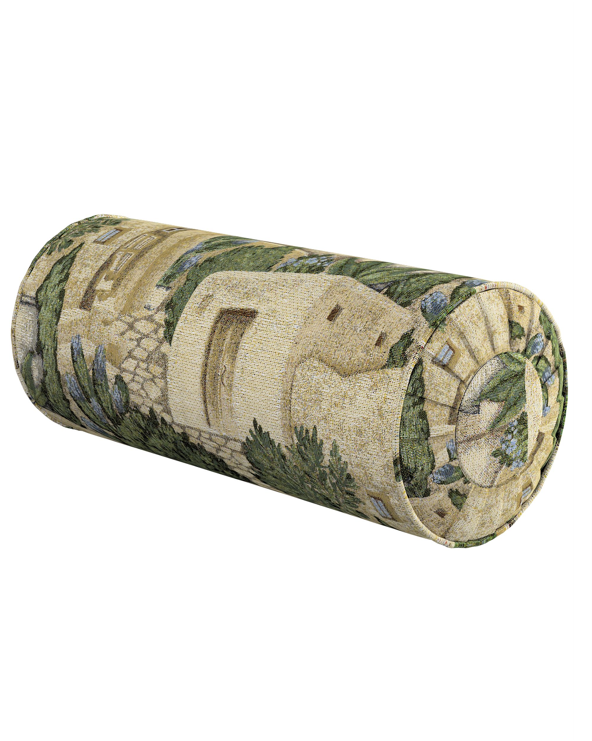 Nackenrolle mit Falten Farbe beige Stoff strukturiert, gemustert