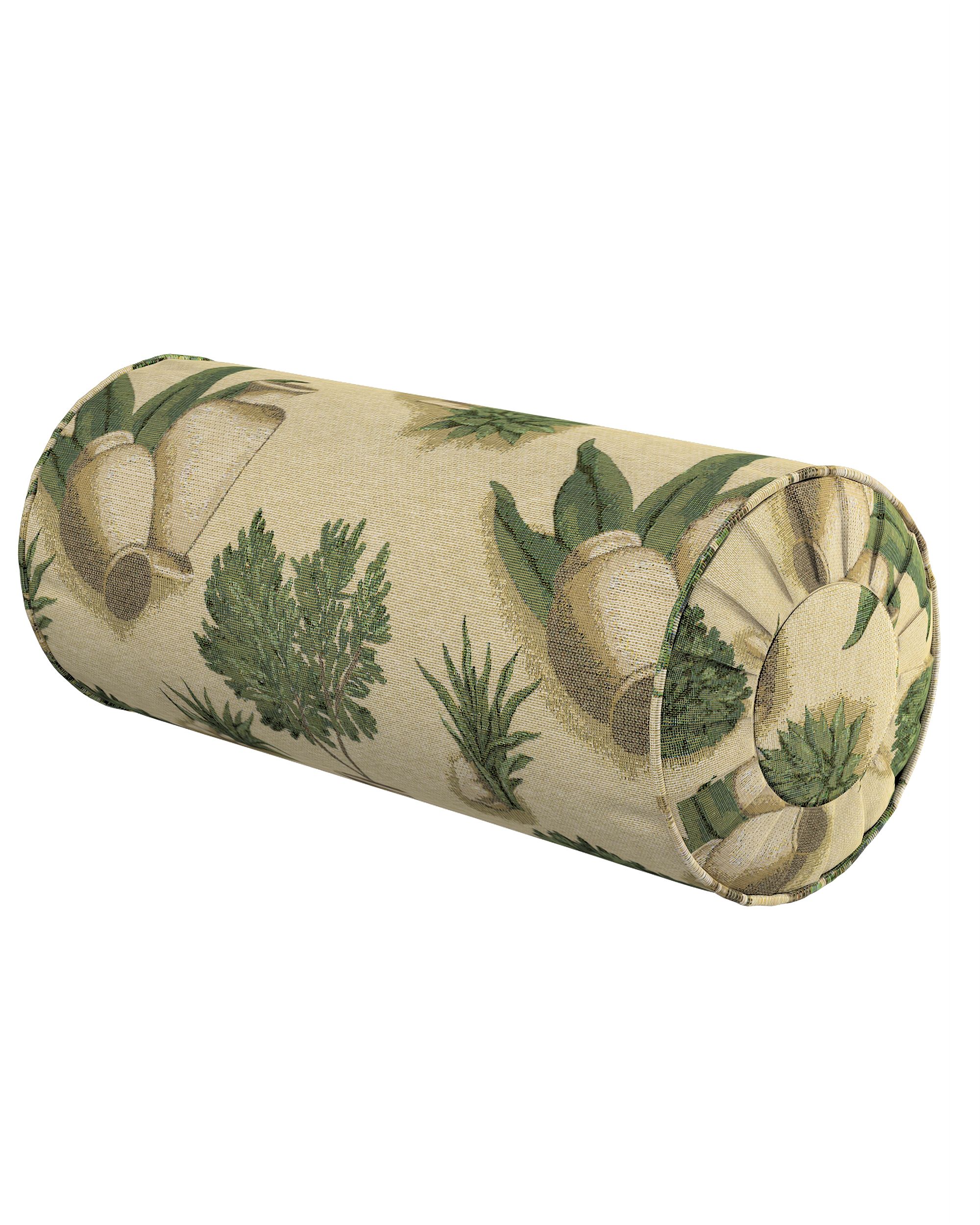 Nackenrolle mit Falten Farbe beige Stoff strukturiert, gemustert