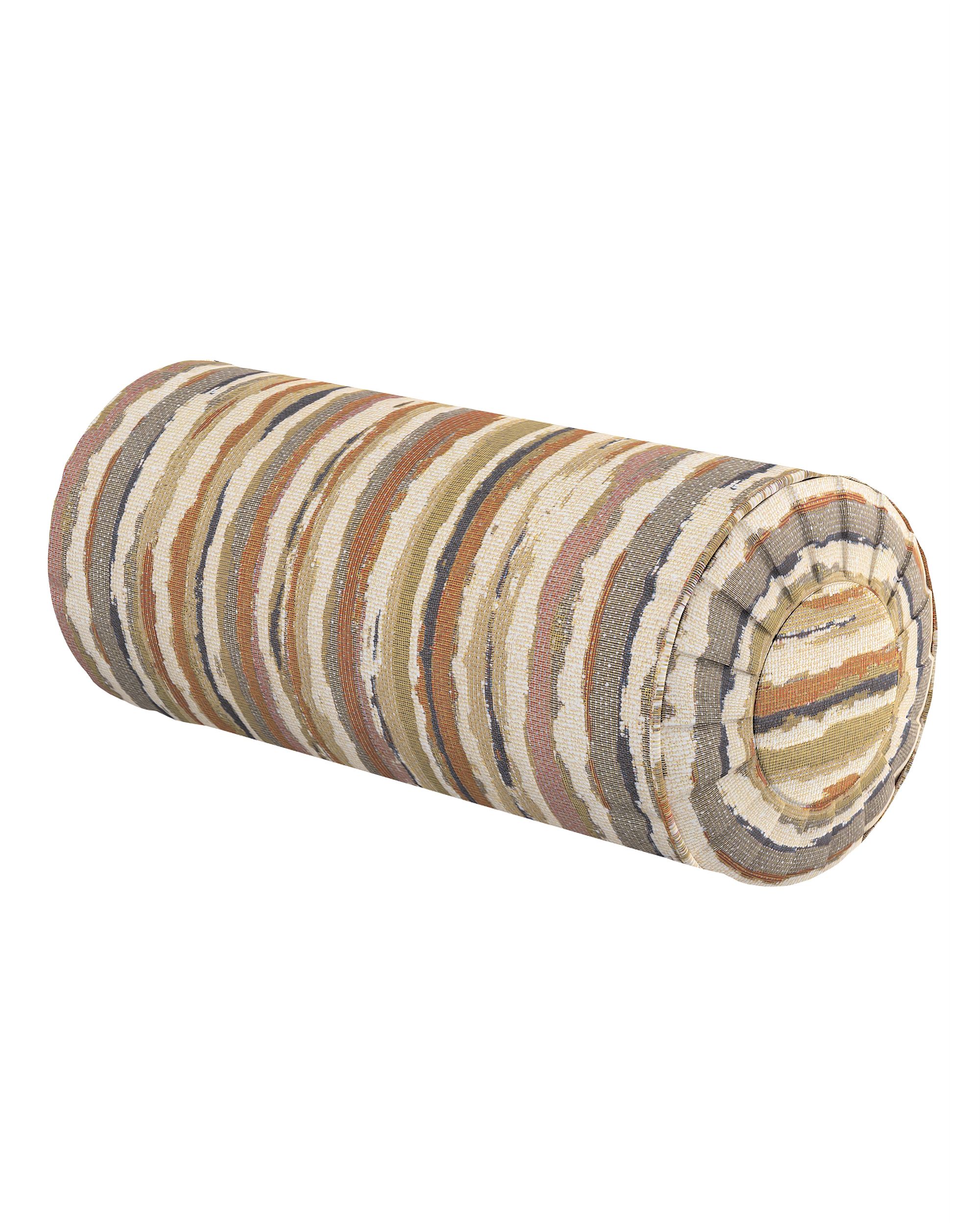 Nackenrolle mit Falten Farbe beige Stoff strukturiert, gemustert