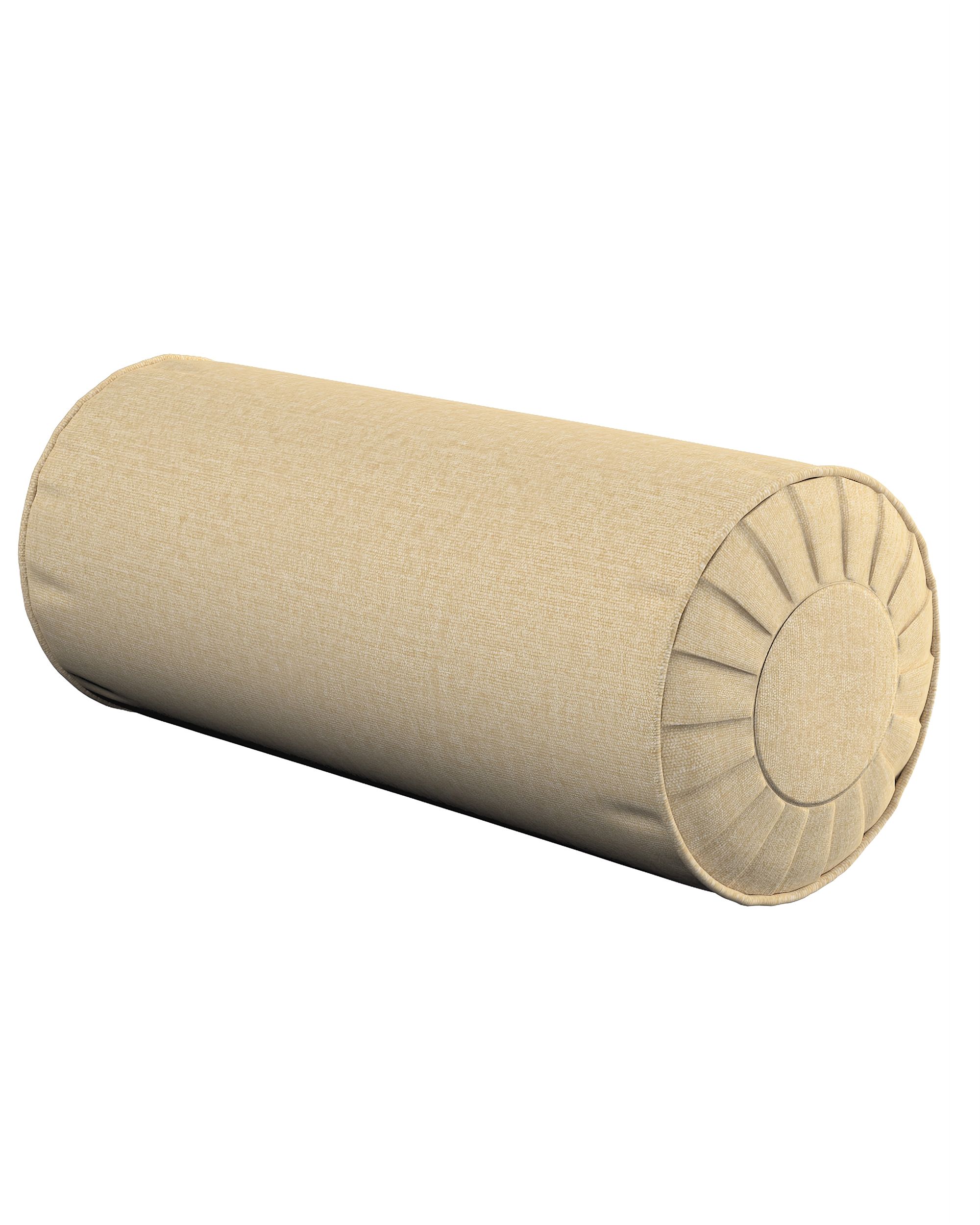 Nackenrolle mit Falten Farbe beige Stoff glänzend, strukturiert