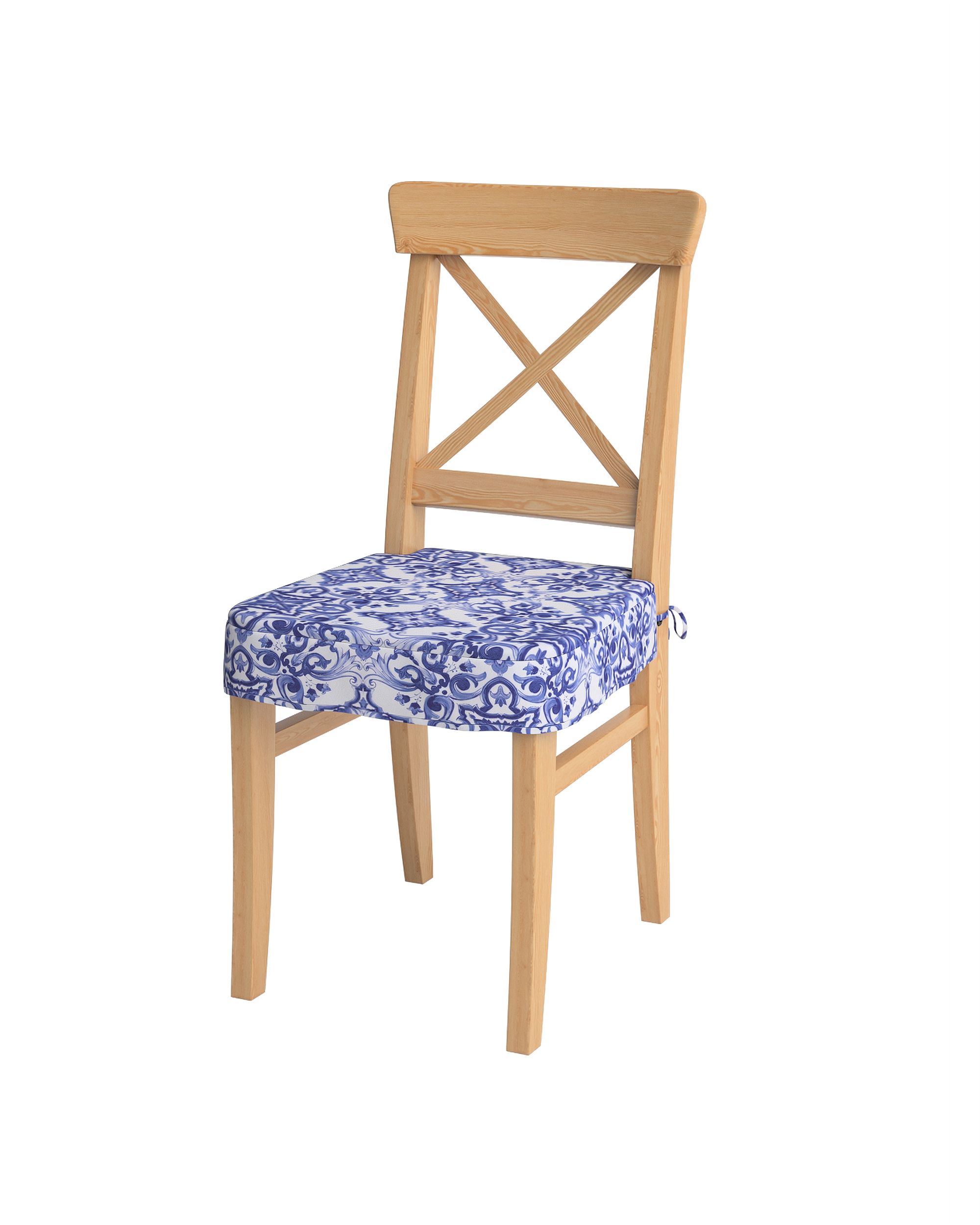 Sitzkissen geeignet für das Ikea Modell Ingolf Farbe blau Stoff gemustert