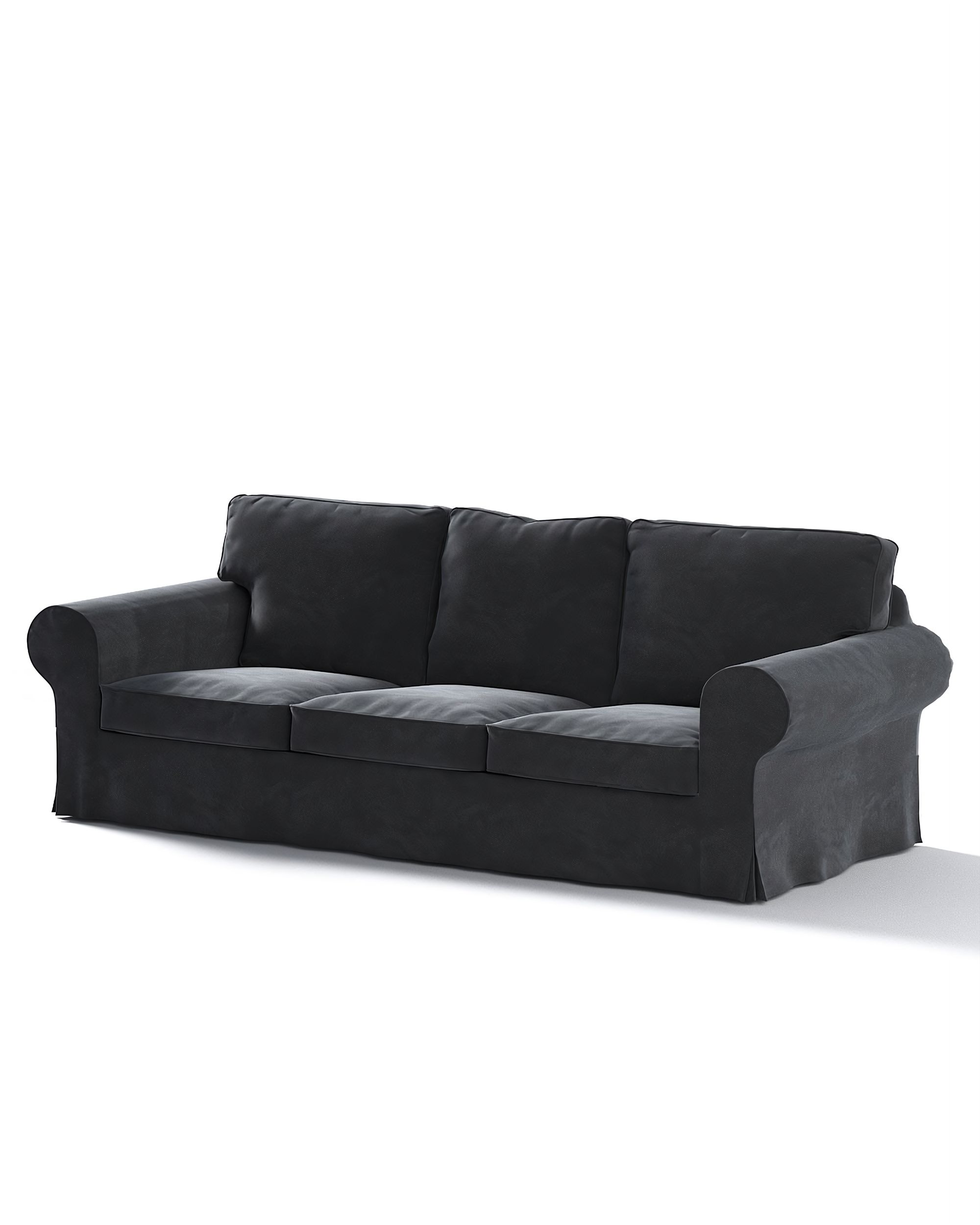 Bezug für Ektorp 3-Sitzer Sofa nicht ausklappbar Farbe schwarz Stoff glänzend, samt