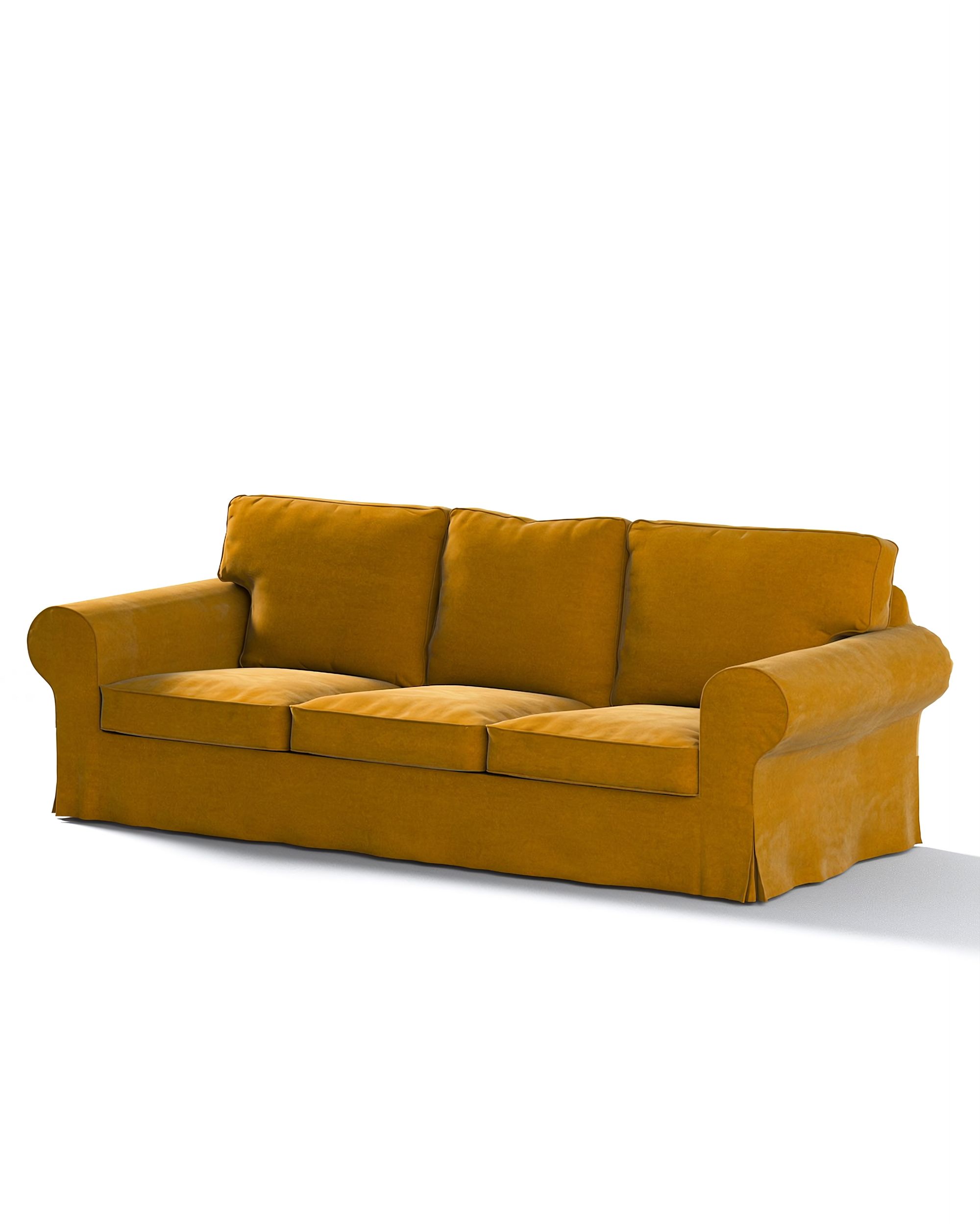 Bezug für Ektorp 3-Sitzer Sofa nicht ausklappbar Farbe gelb Stoff glänzend, samt