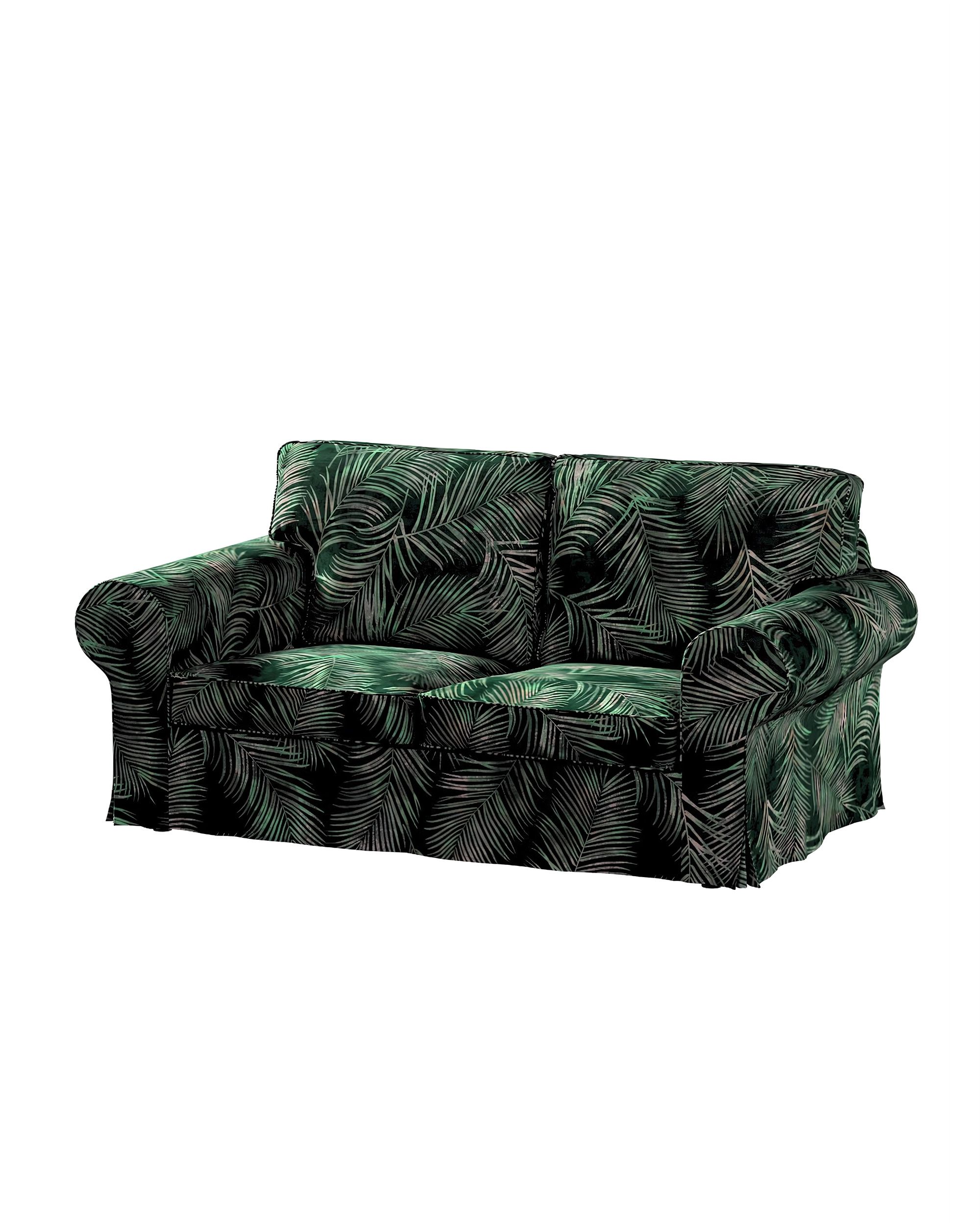 Bezug für Ektorp 2-Sitzer Sofa nicht ausklappbar Farbe grün Stoff samt, gemustert