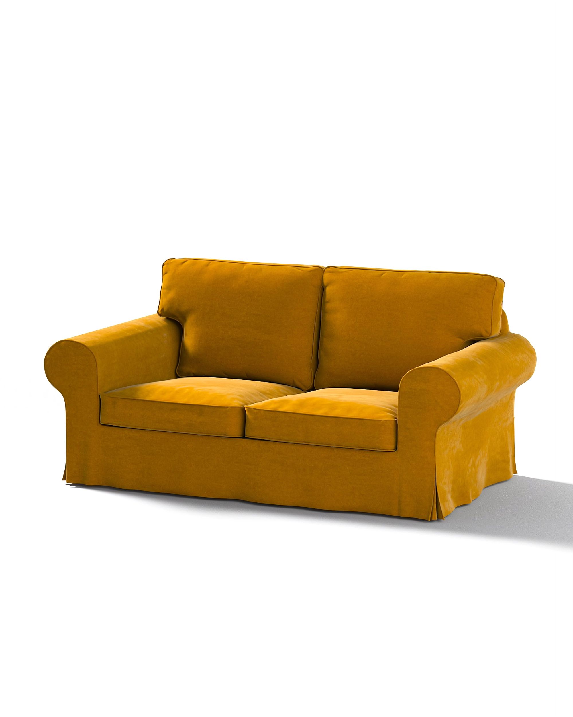 Bezug für Ektorp 2-Sitzer Sofa nicht ausklappbar Farbe gelb Stoff glänzend, samt