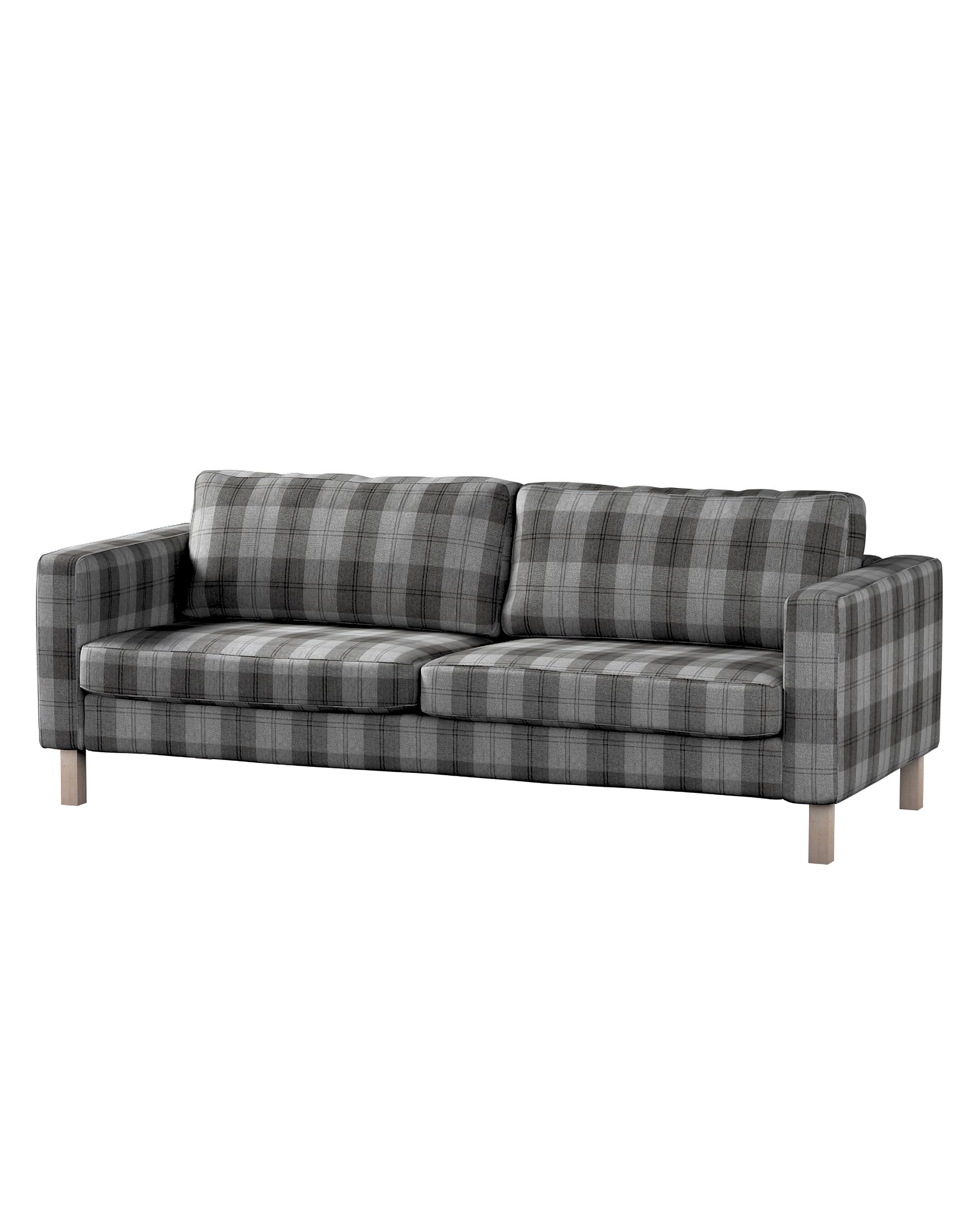 Bezug für Karlstad 3-Sitzer Sofa nicht ausklappbar, kurz Farbe grau Stoff strukturiert, gemustert