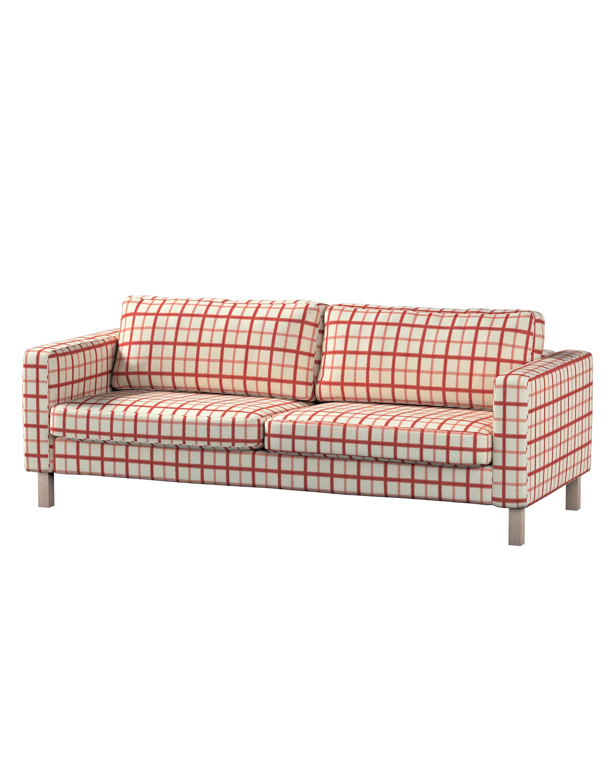 Bezug für Karlstad 3-Sitzer Sofa nicht ausklappbar, kurz Farbe rot Stoff gemustert
