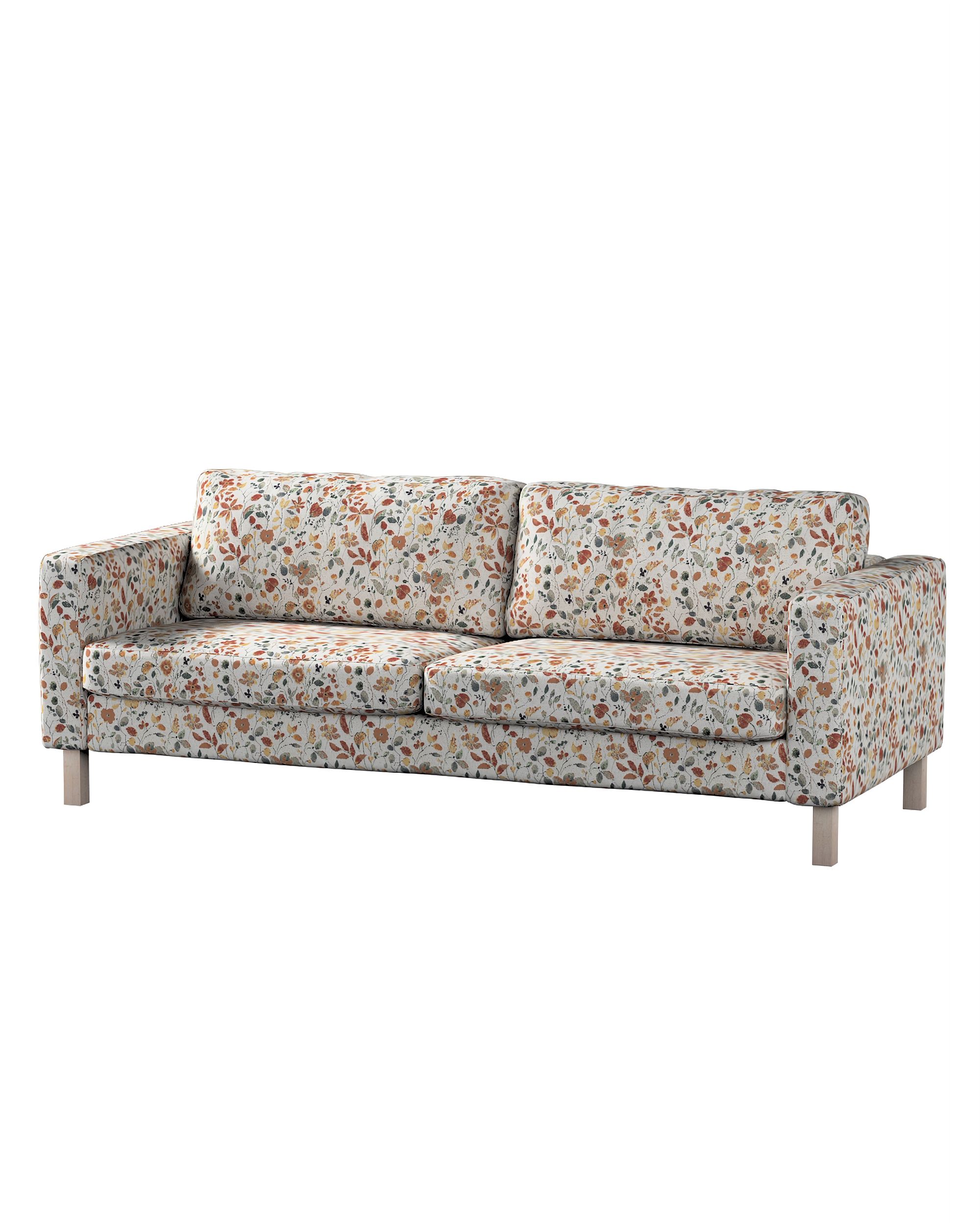 Bezug für Karlstad 3-Sitzer Sofa nicht ausklappbar, kurz Farbe orange Stoff strukturiert, gemustert