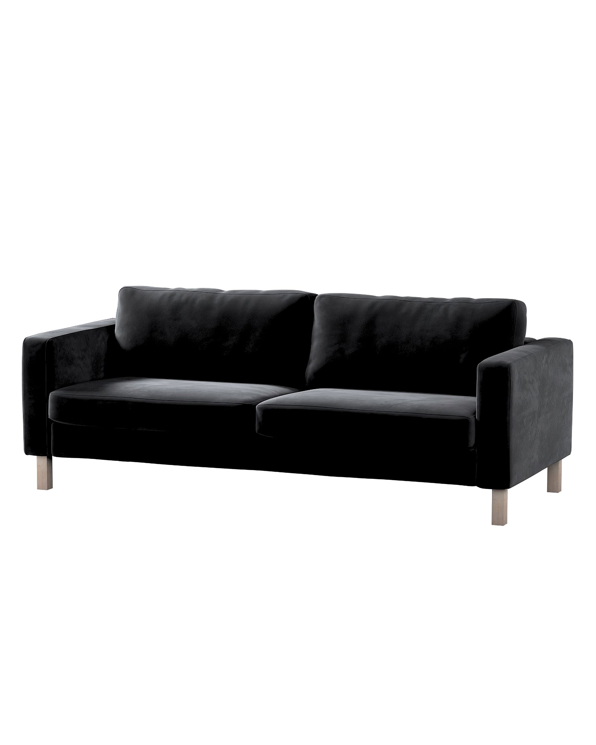Bezug für Karlstad 3-Sitzer Sofa nicht ausklappbar, kurz Farbe schwarz Stoff glänzend, samt