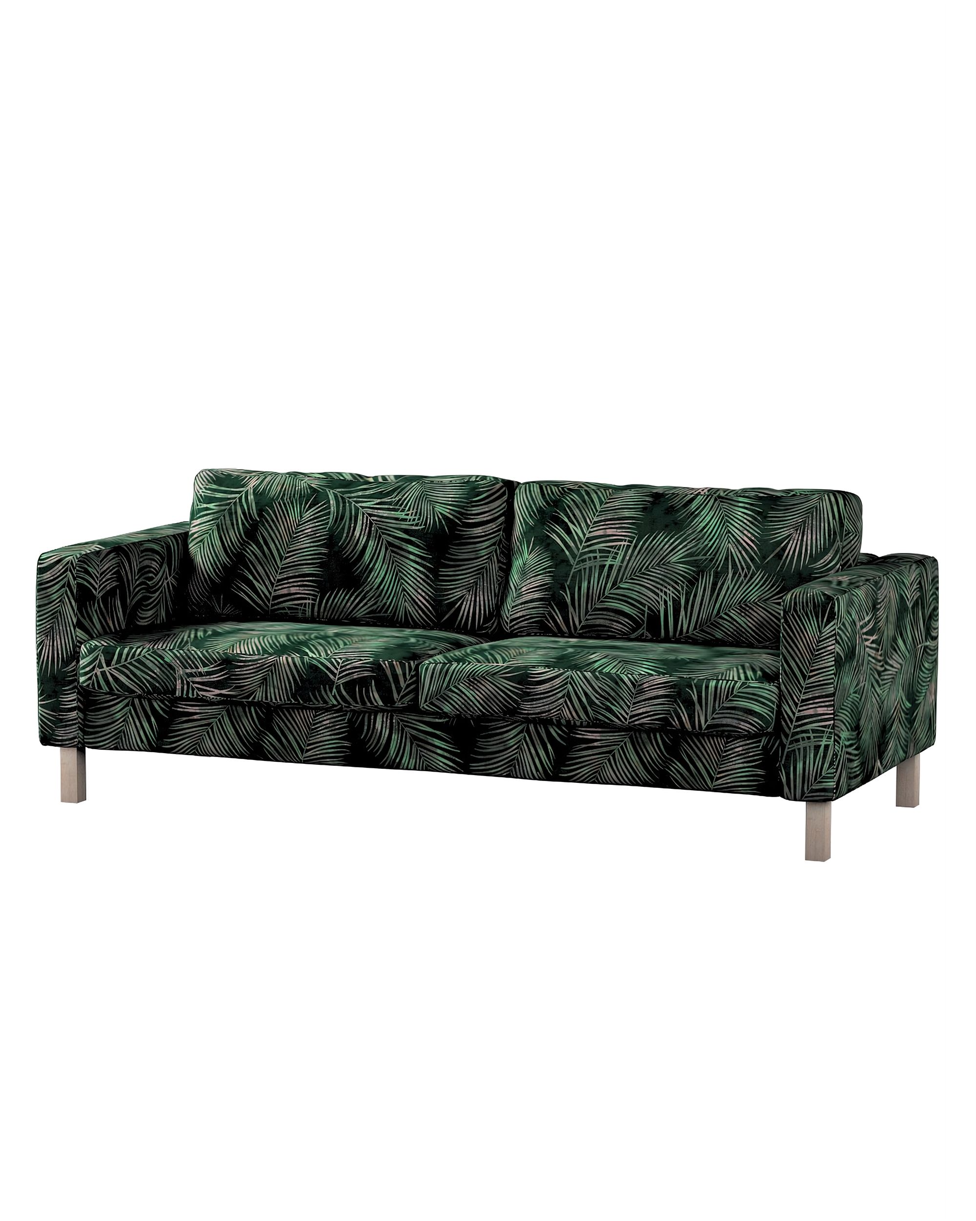 Bezug für Karlstad 3-Sitzer Sofa nicht ausklappbar, kurz Farbe grün Stoff samt, gemustert