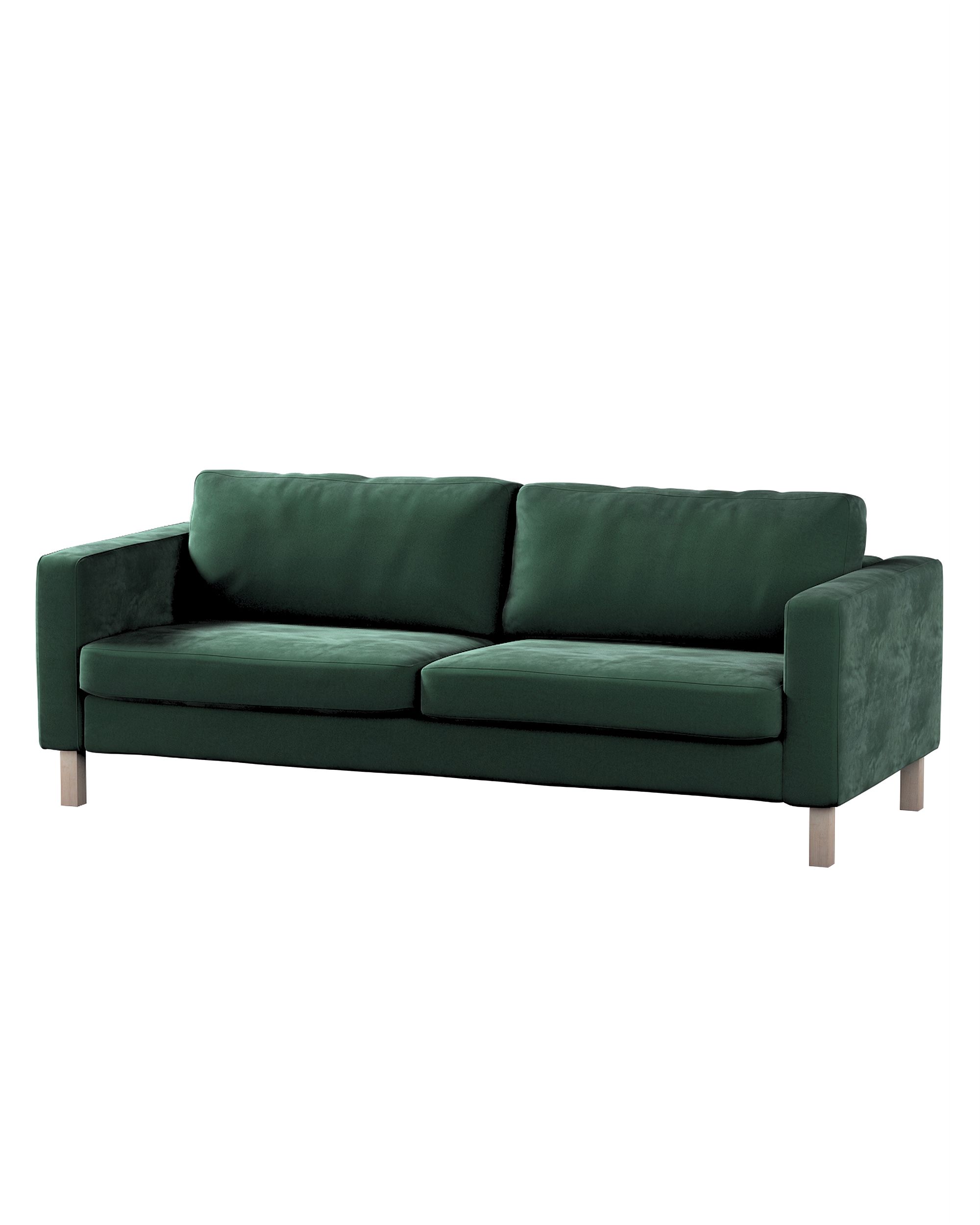 Bezug für Karlstad 3-Sitzer Sofa nicht ausklappbar, kurz Farbe grün Stoff glänzend, samt