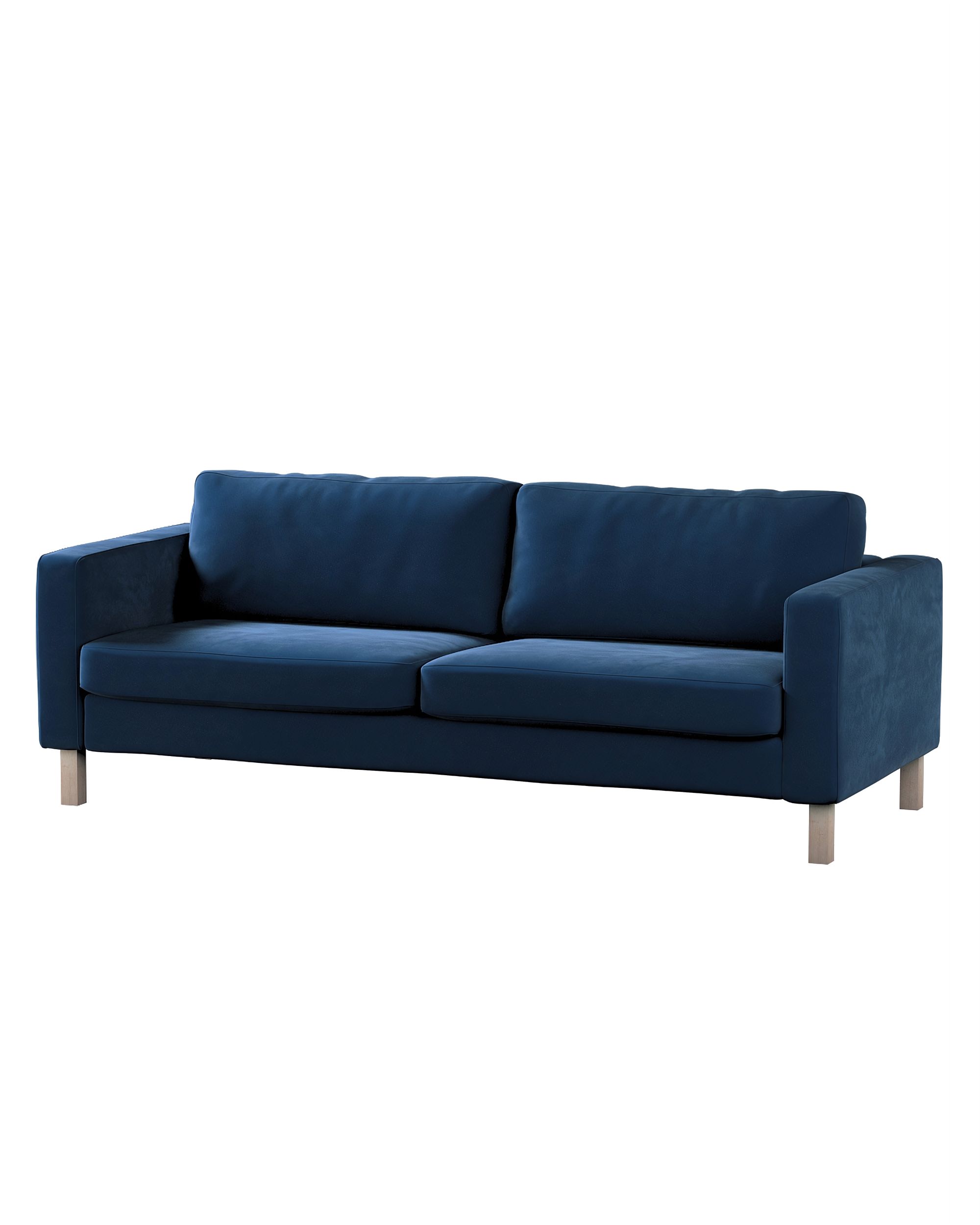 Bezug für Karlstad 3-Sitzer Sofa nicht ausklappbar, kurz Farbe dunkelblau Stoff glänzend, samt