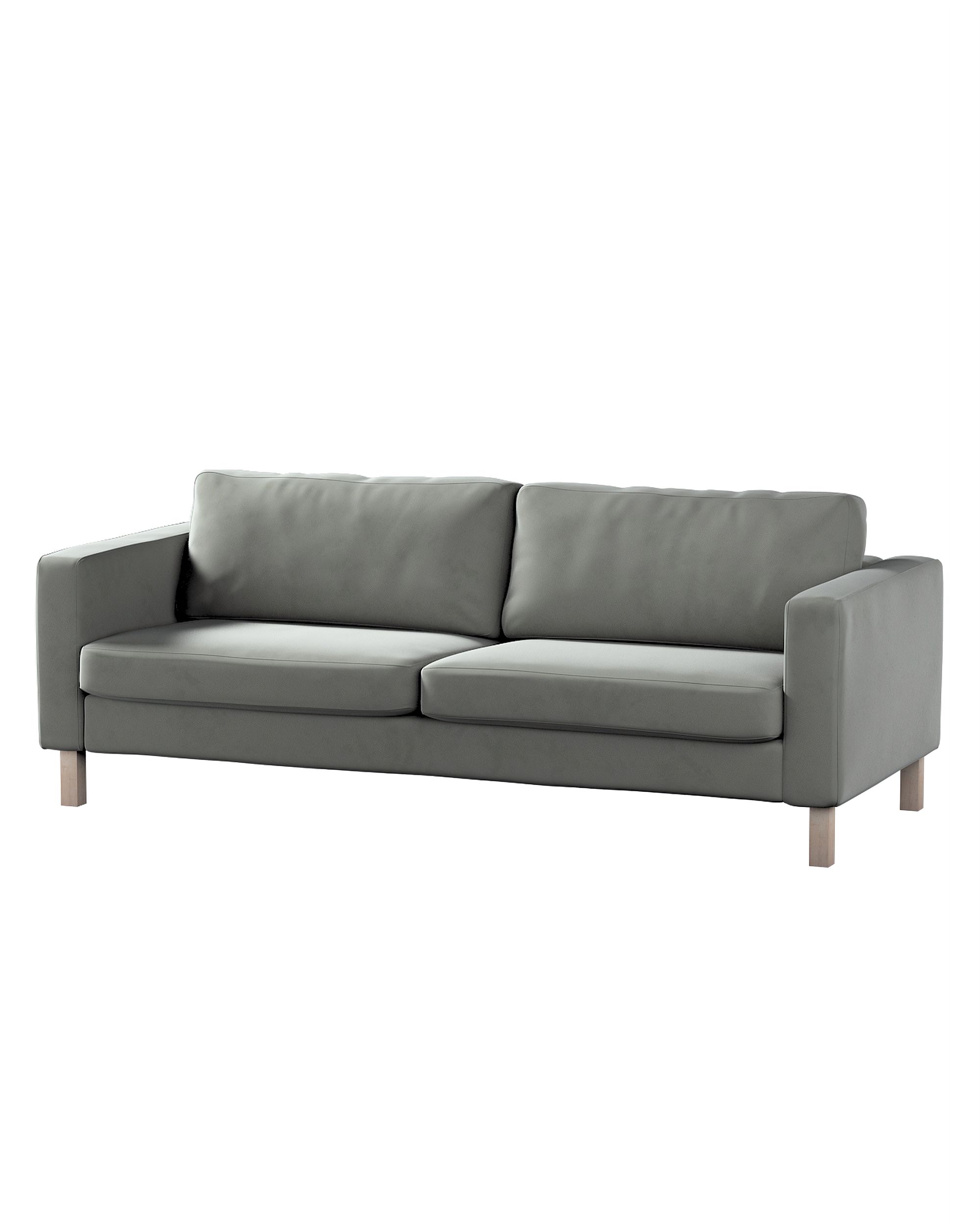 Bezug für Karlstad 3-Sitzer Sofa nicht ausklappbar, kurz Farbe grau Stoff glänzend, samt