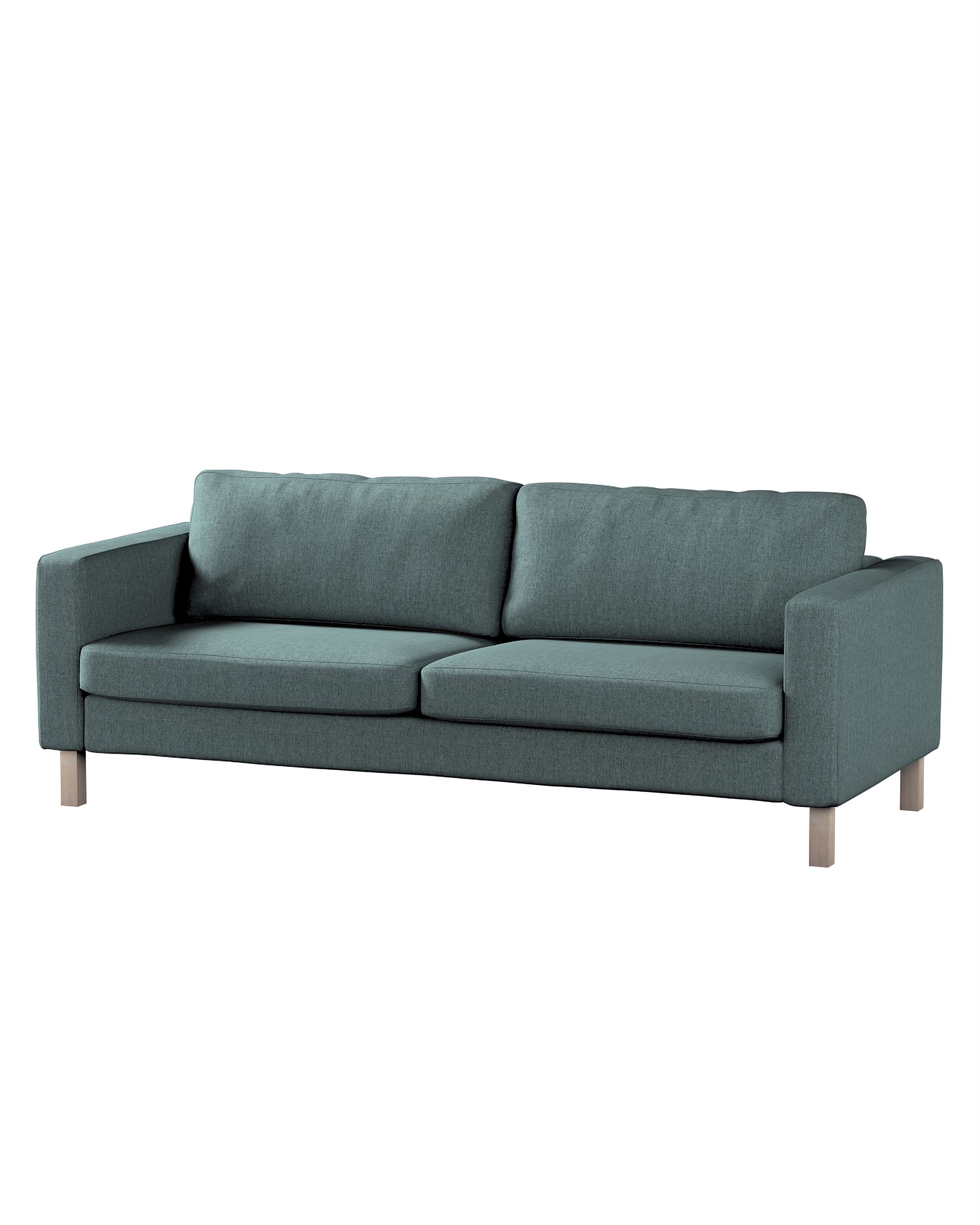 Bezug für Karlstad 3-Sitzer Sofa nicht ausklappbar, kurz Farbe blau Stoff strukturiert
